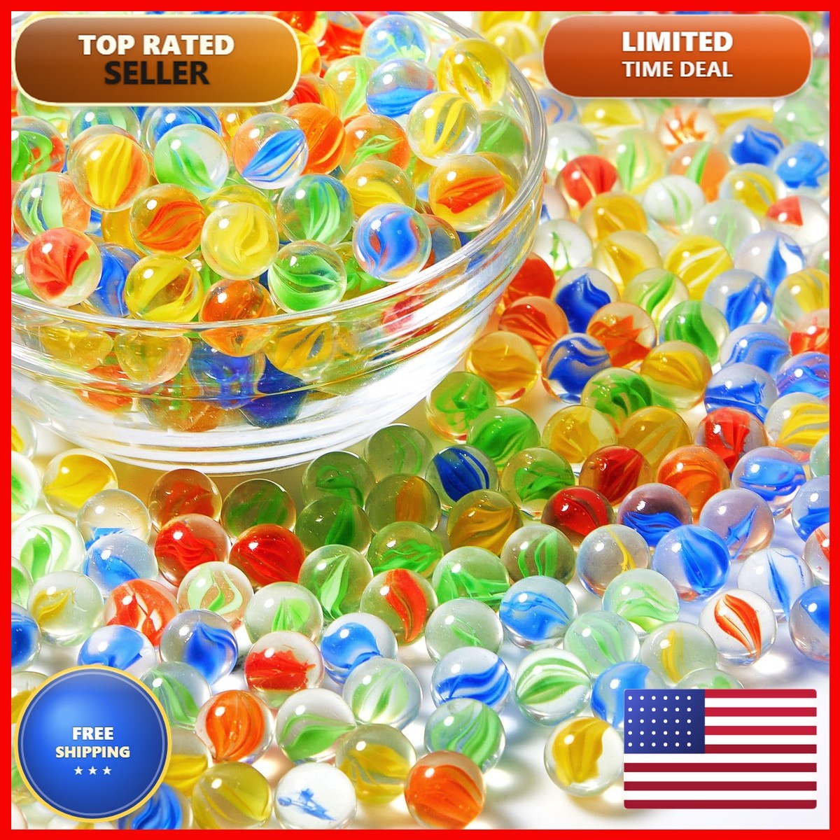 Sotiff 5000 Pcs Glass Marbles 0.55 Inch 4 Colors for Marble Games Chinese