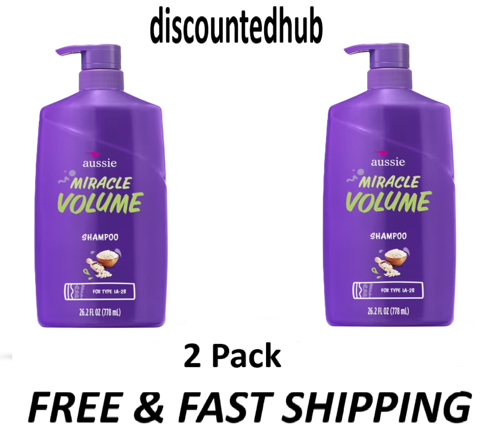 Aussie Miracle Volume with Plum & Bamboo,Paraben Free Shampoo, 26.2 fl oz-2 Pack