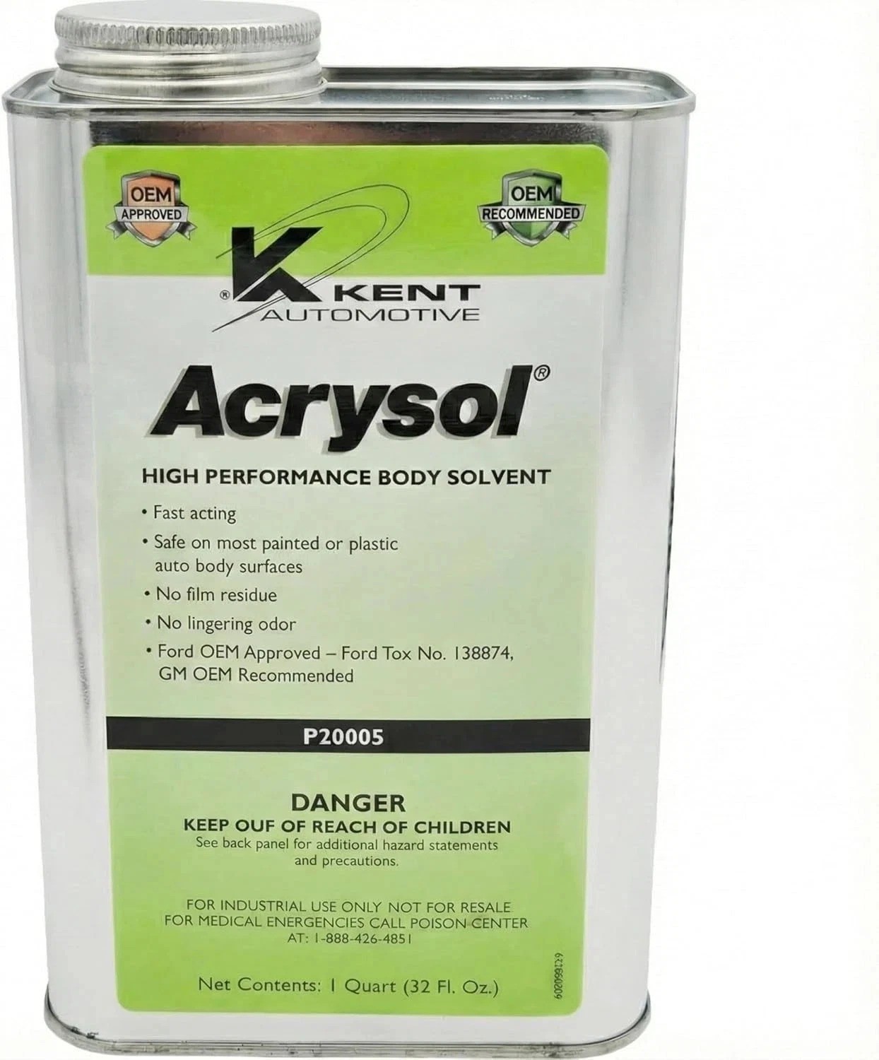 Kent Acrysol P20005 Body Solvent Cleaner 32oz, Automotive Paint Prep Wax Grease