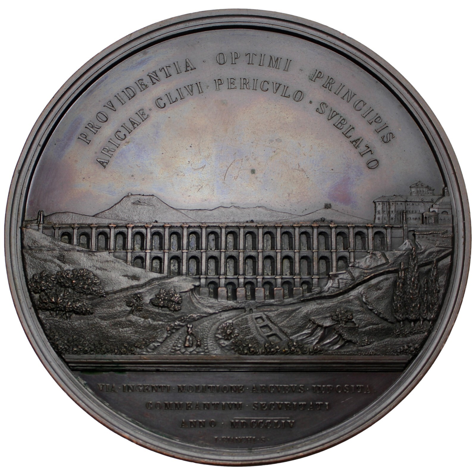 ITALY Pope Pius IX 1854 Opening of the Albano-Ariccia Bridge bronze Medal
