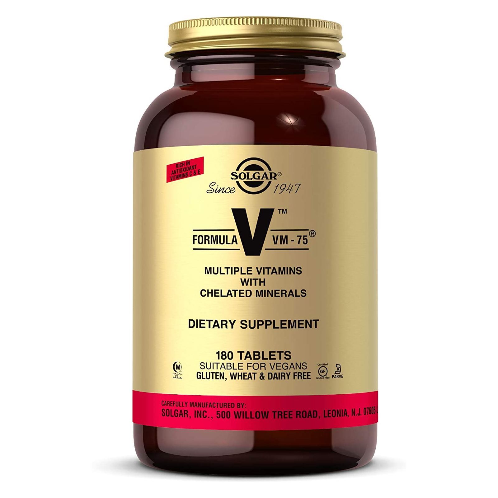 Solgar Formula VM-75 180 Tablets, Multivitamin with Chelated Minerals