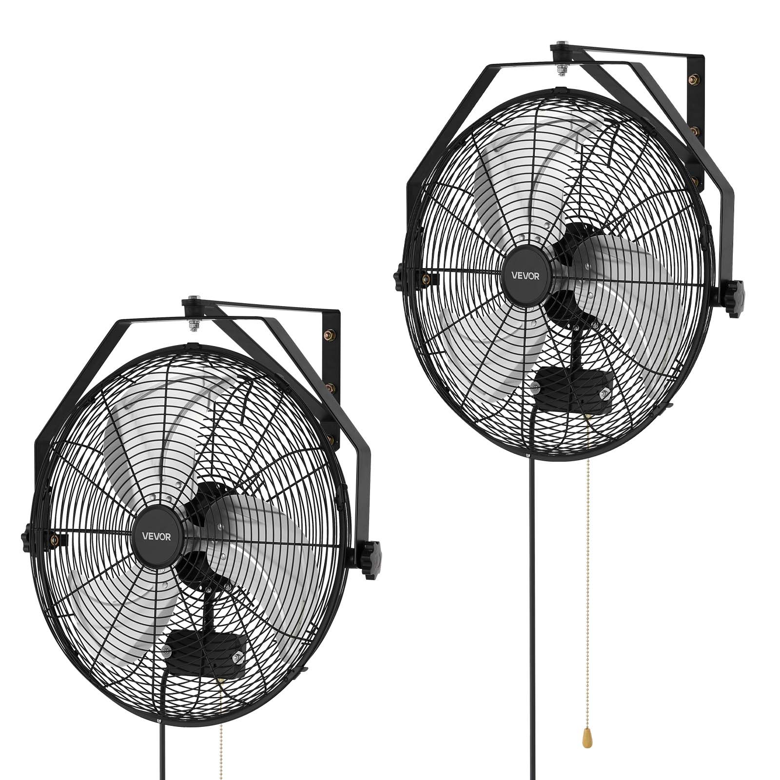 VEVOR 18 in Wall Mount Fan 2 Pack 3 Speed IP44 Long Airflow Industrial Garage