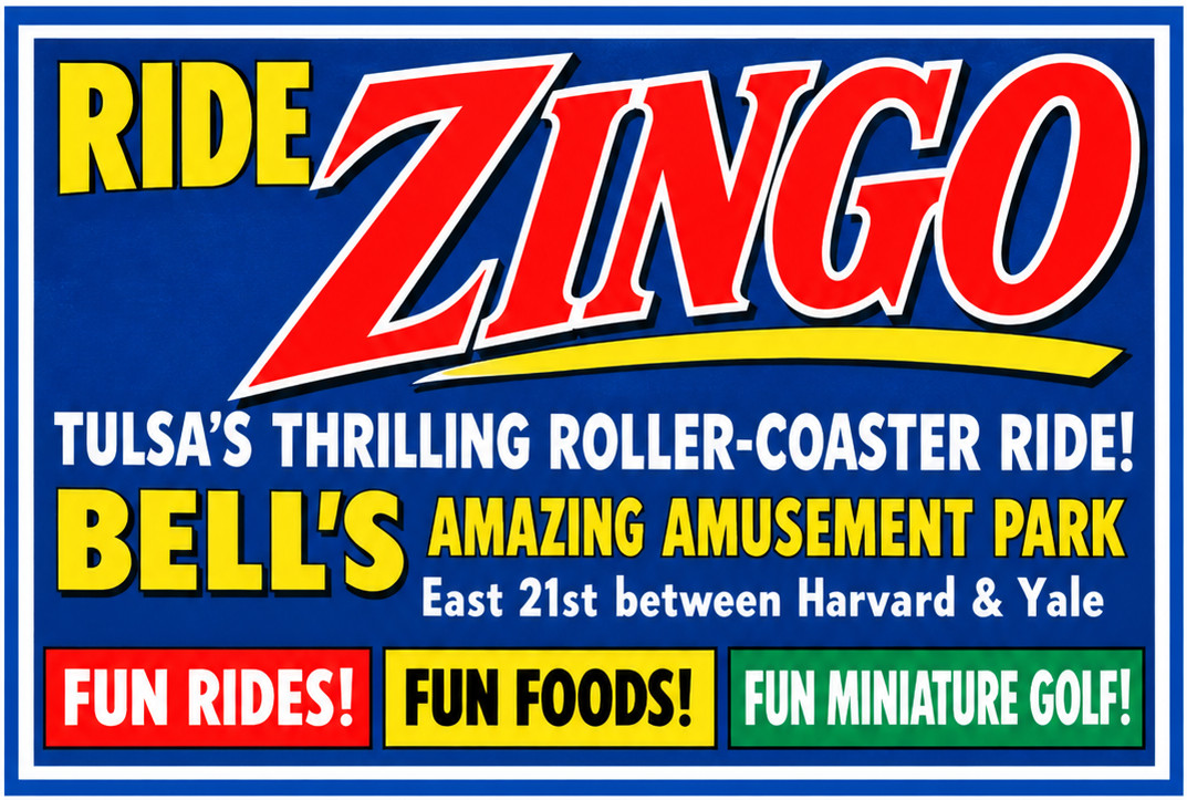 Vintage Bell's Amazing Amusement Park Ad Magnet –  Tulsa, Oklahoma