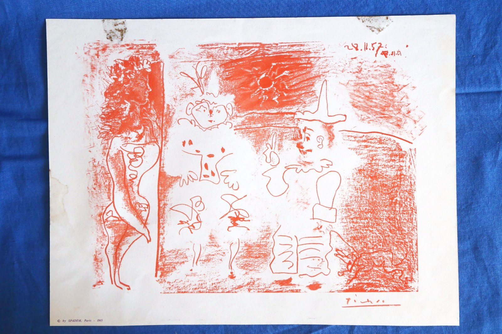 Pablo Picasso The Squire and the Clowns 1957 Lithograph Offset Spadem 1965 Red