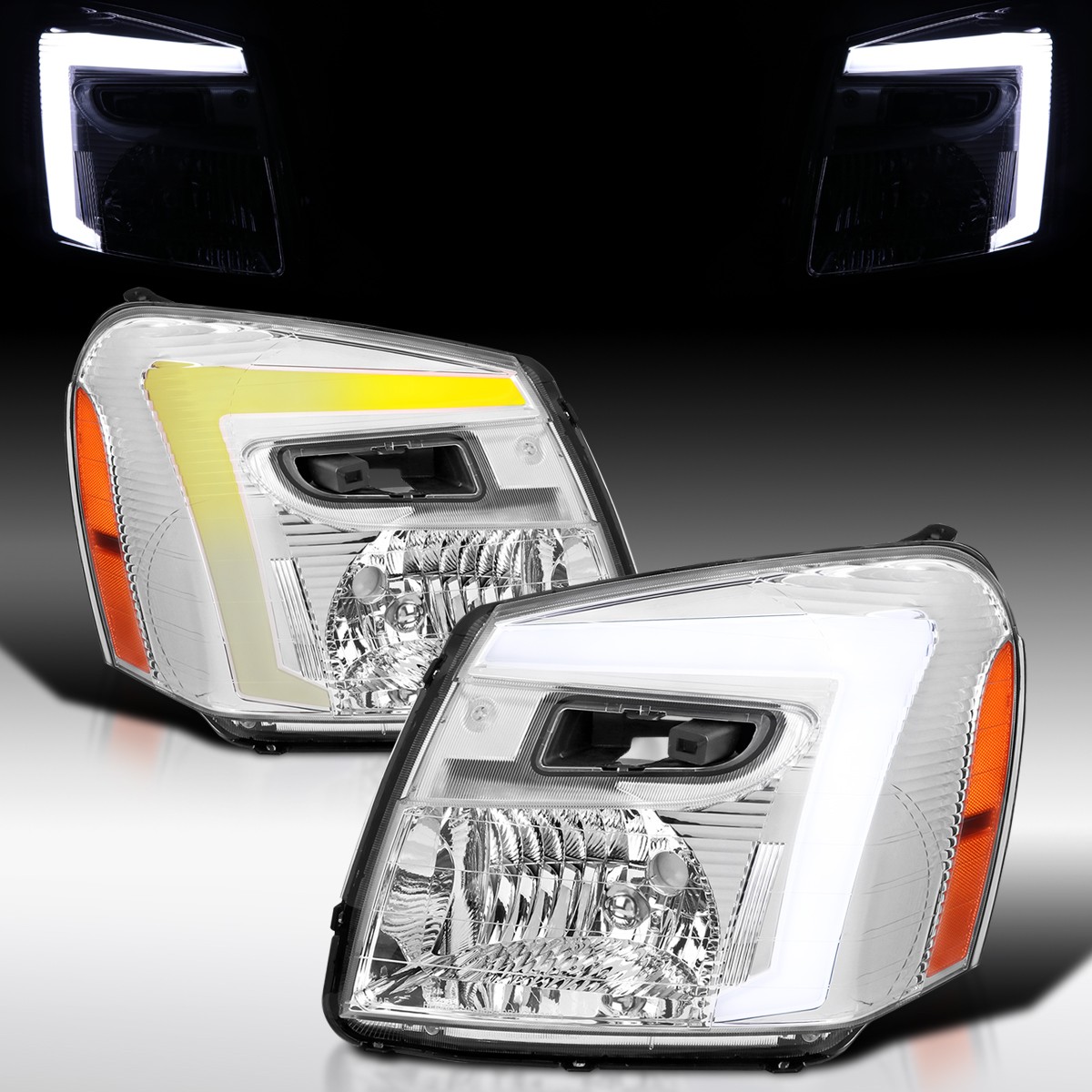 Fit 2005-2009 Chevy Equinox Headlights Lamps LED Sequential Signal Left+Right Fit 2005-2009 Chevy Equinox Headlights Lamps LED Sequential Signal Left+Right