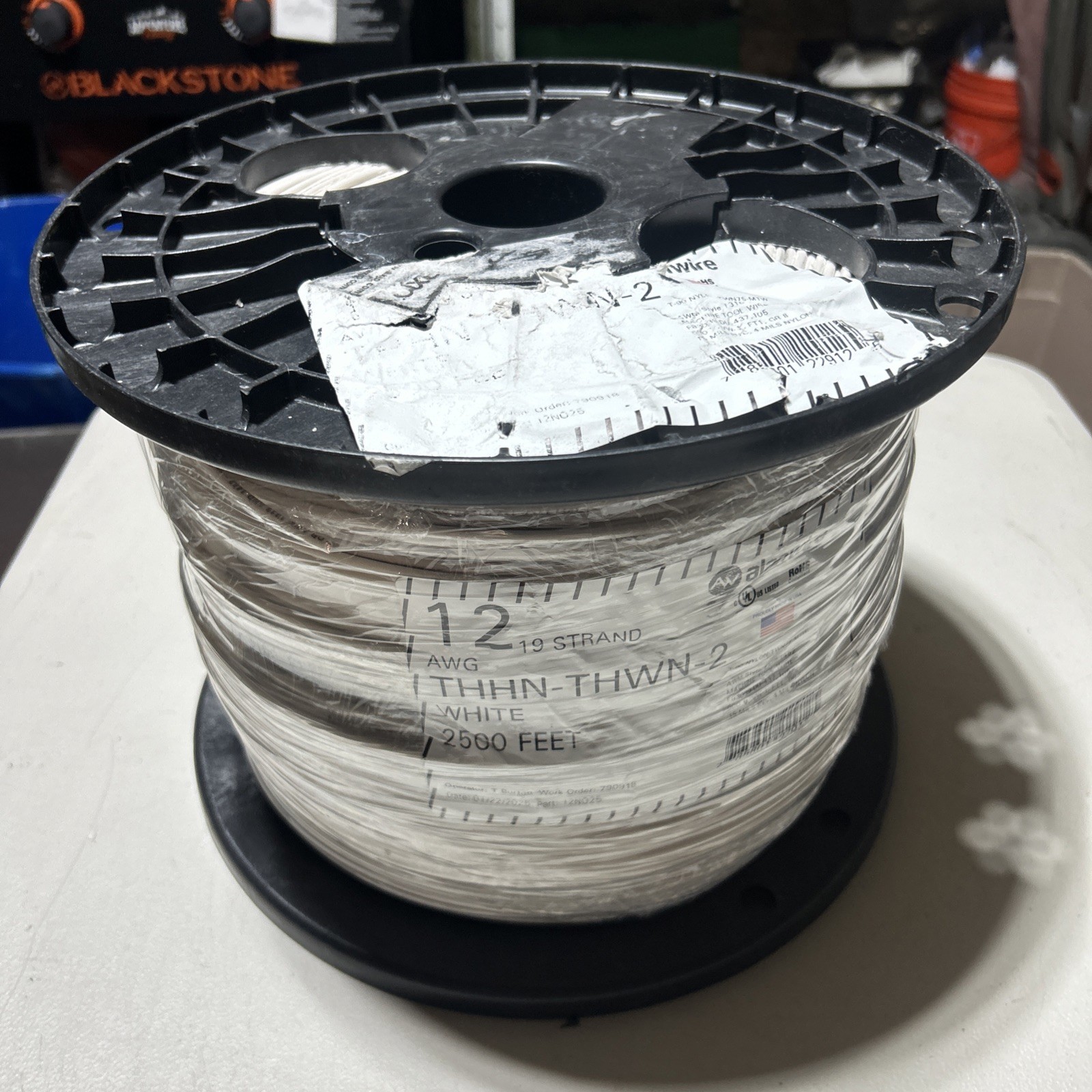 Alan Wire 12 AWG 19 Strand THHN-THWN-2 White 2500ft 600 Volts USA Made NEW 