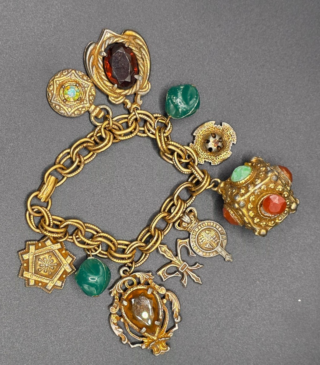 Vintage 1960s Etruscan Revival Fob Charm Bracelet- Collector's piece Vintage 1960s Etruscan Revival Fob Charm Bracelet- Collector's piece
