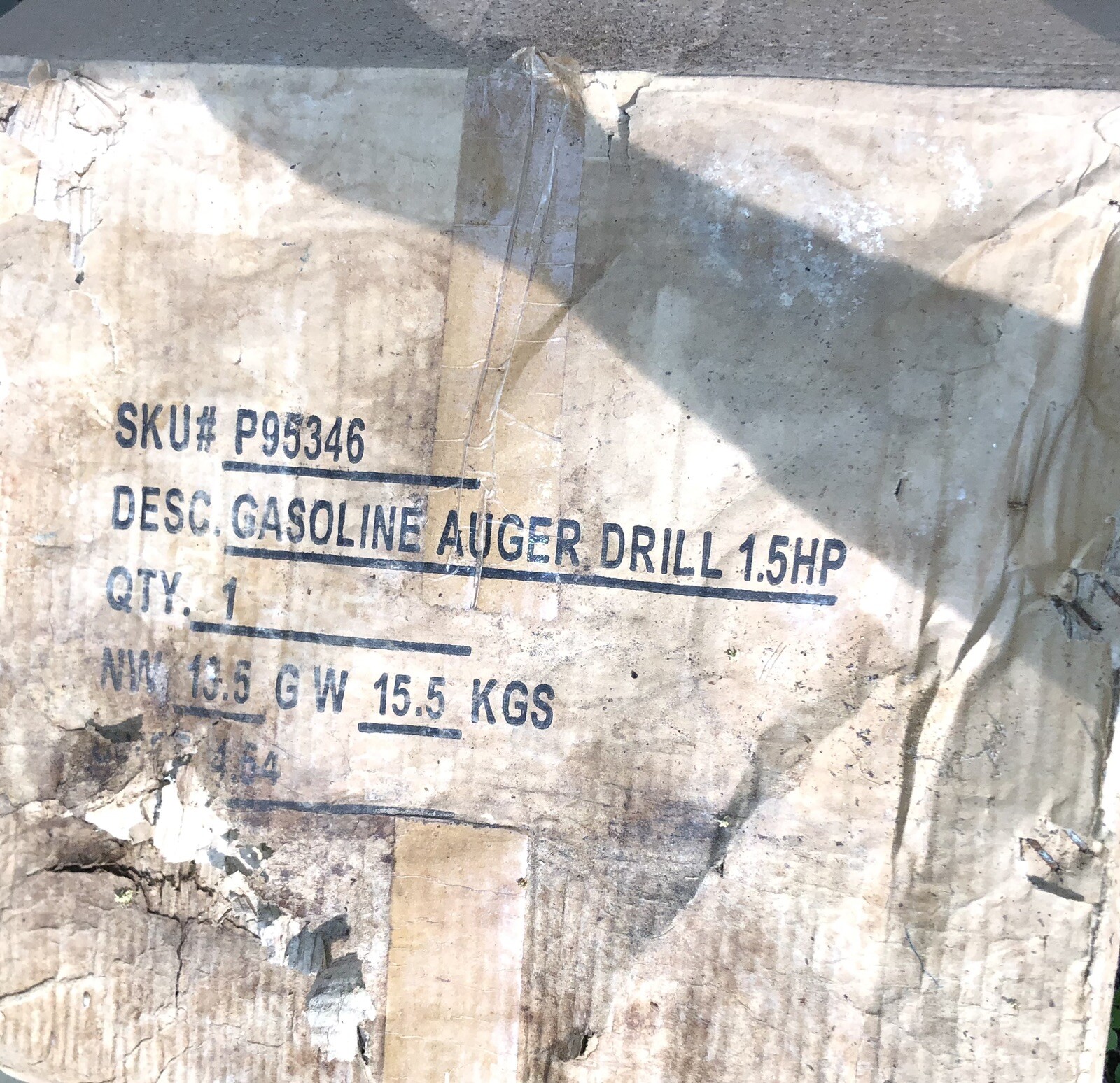 (Dirty/Torn PartiallyOpen Box)Vintage Central Machinery Gasoline Auger Drill 1.5