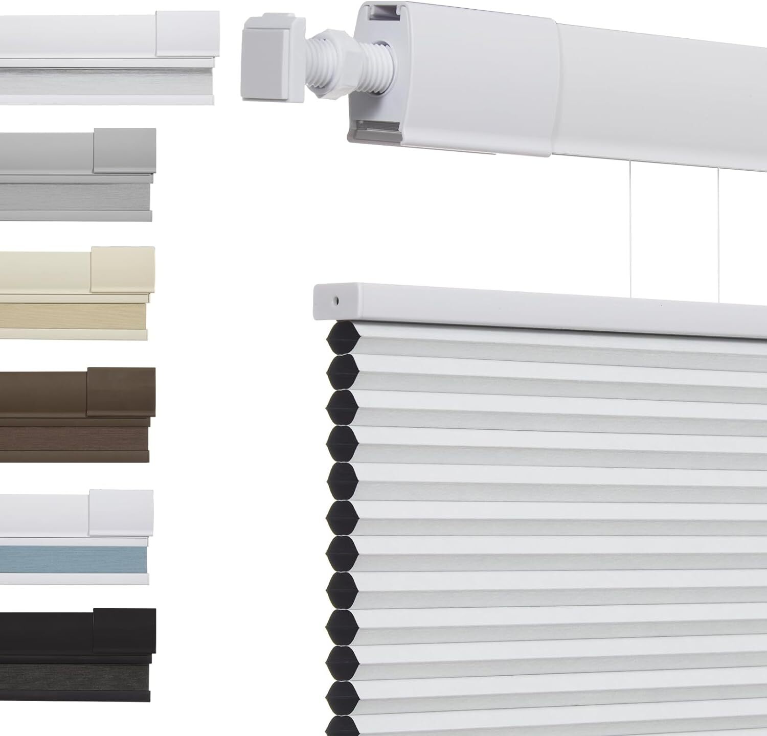 METechs No Drill DIY Easy Installation Blackout White Honeycomb Cellular Shade