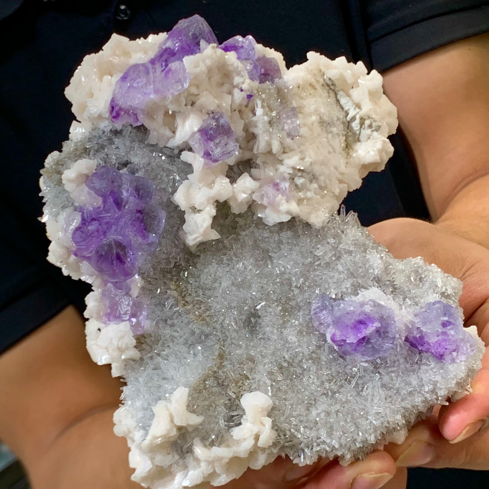 1.93LB Rare  Purple cubic fluorite mineral crystal sample