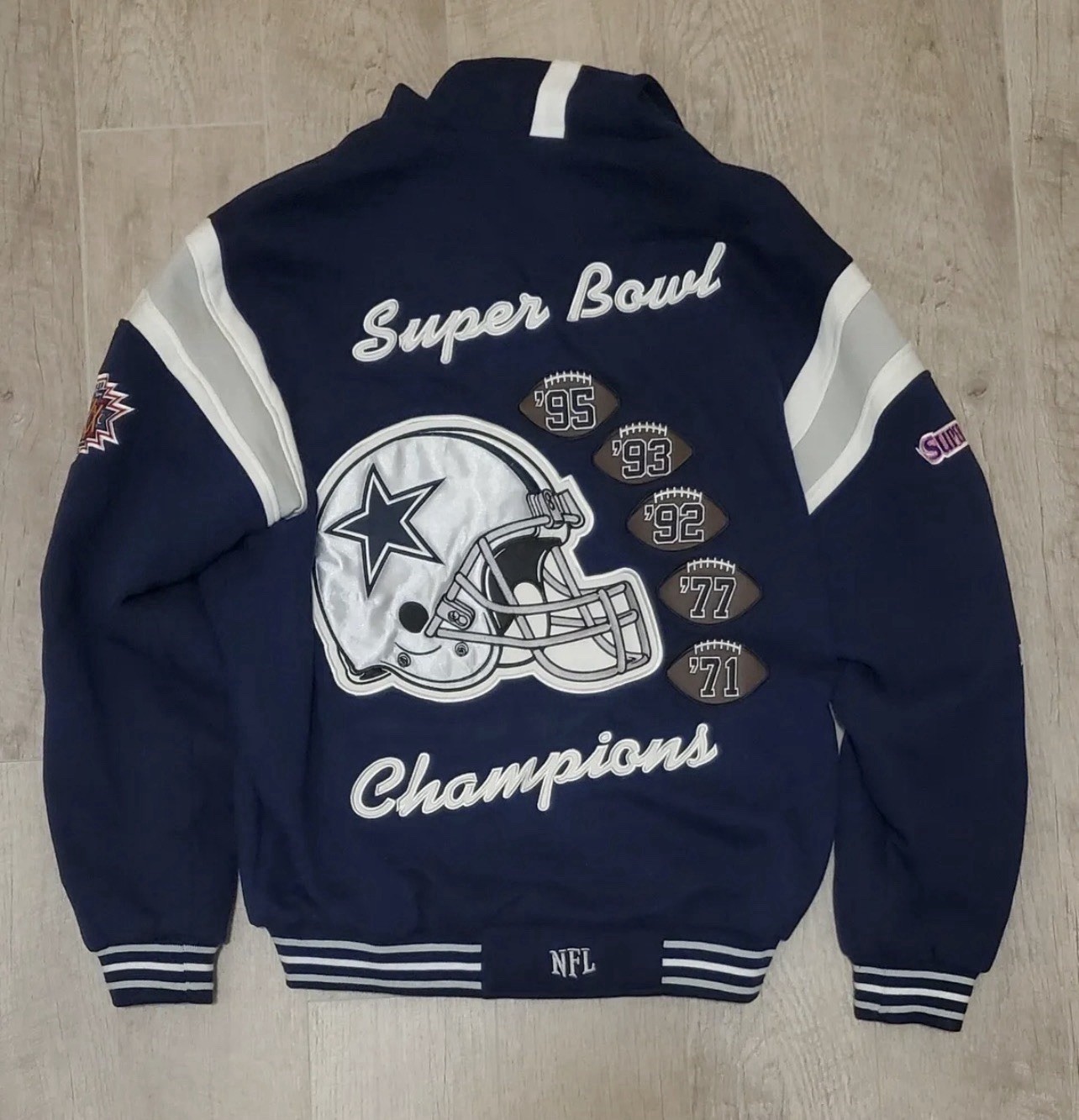 VTG Dallas Cowboys Super Bowl 5X Champions Jacket NFL G-lll Football Size Large