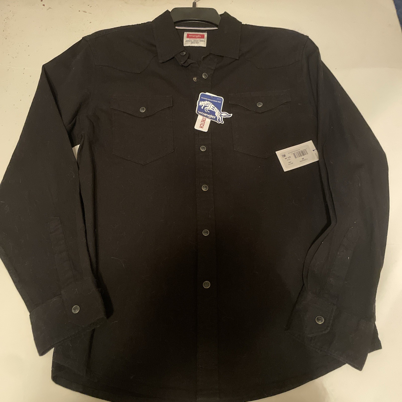 Wrangler Western Pearl Snap Shirt Men’s Medium Black NWT Wrangler Western Pearl Snap Shirt Men’s Medium Black NWT