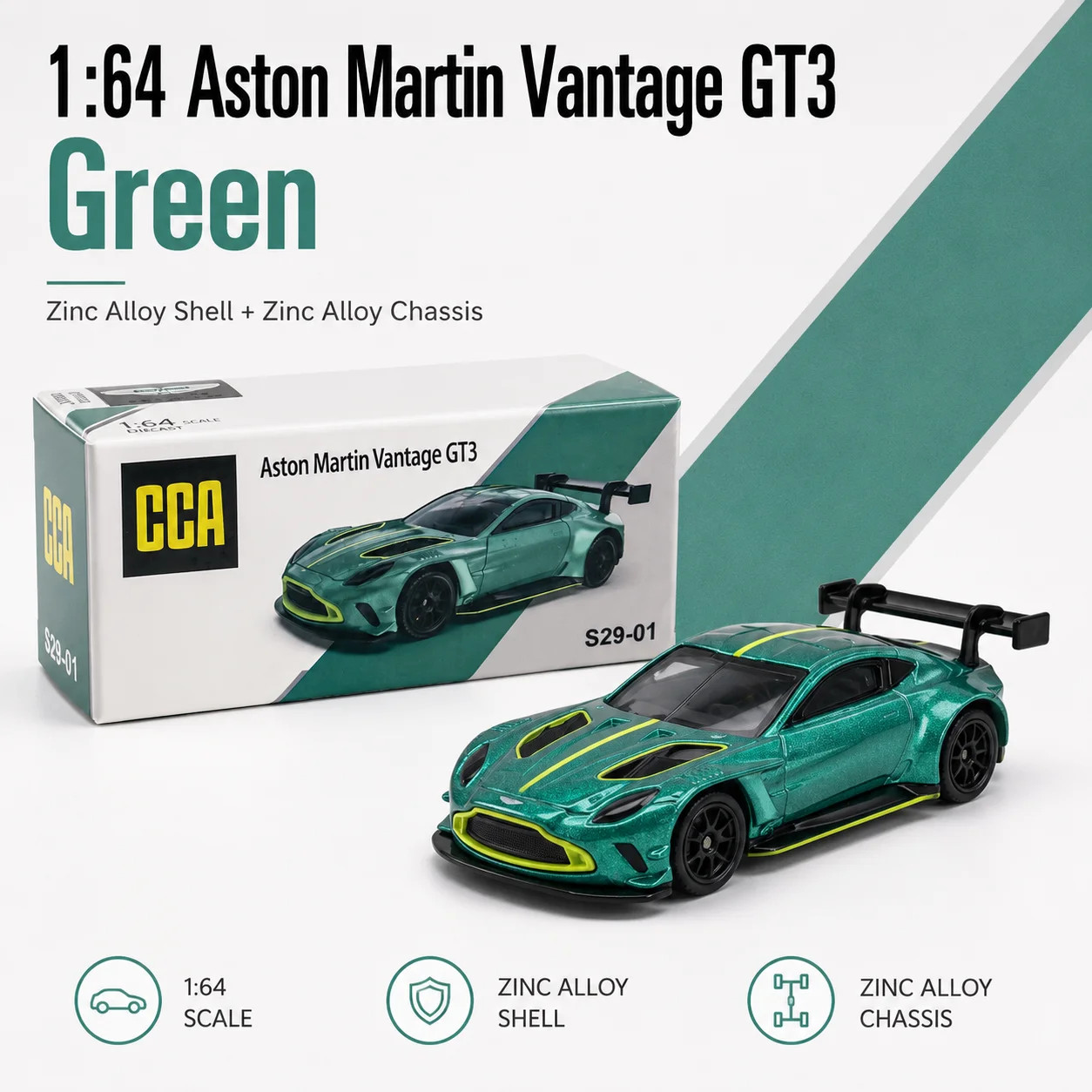 CCA 1/64 Aston Martin Vantage GT3 Miniature Model CCA 3\ CCA 1/64 Aston Martin Vantage GT3 Miniature Model CCA 3\