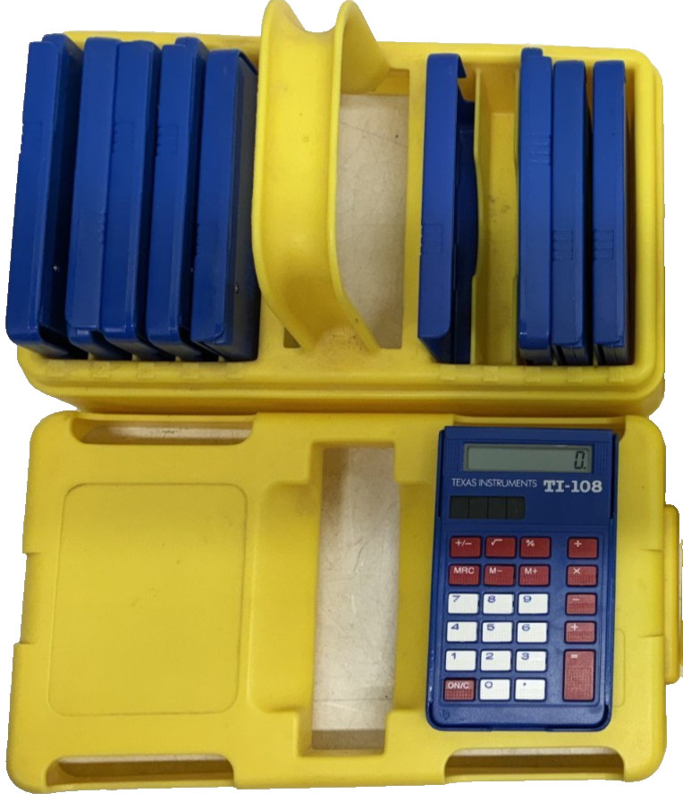 Lot Set of 10 Texas Instruments TI-108 Basic solar Calculators with carry Case Lot Set of 10 Texas Instruments TI-108 Basic solar Calculators with carry Case