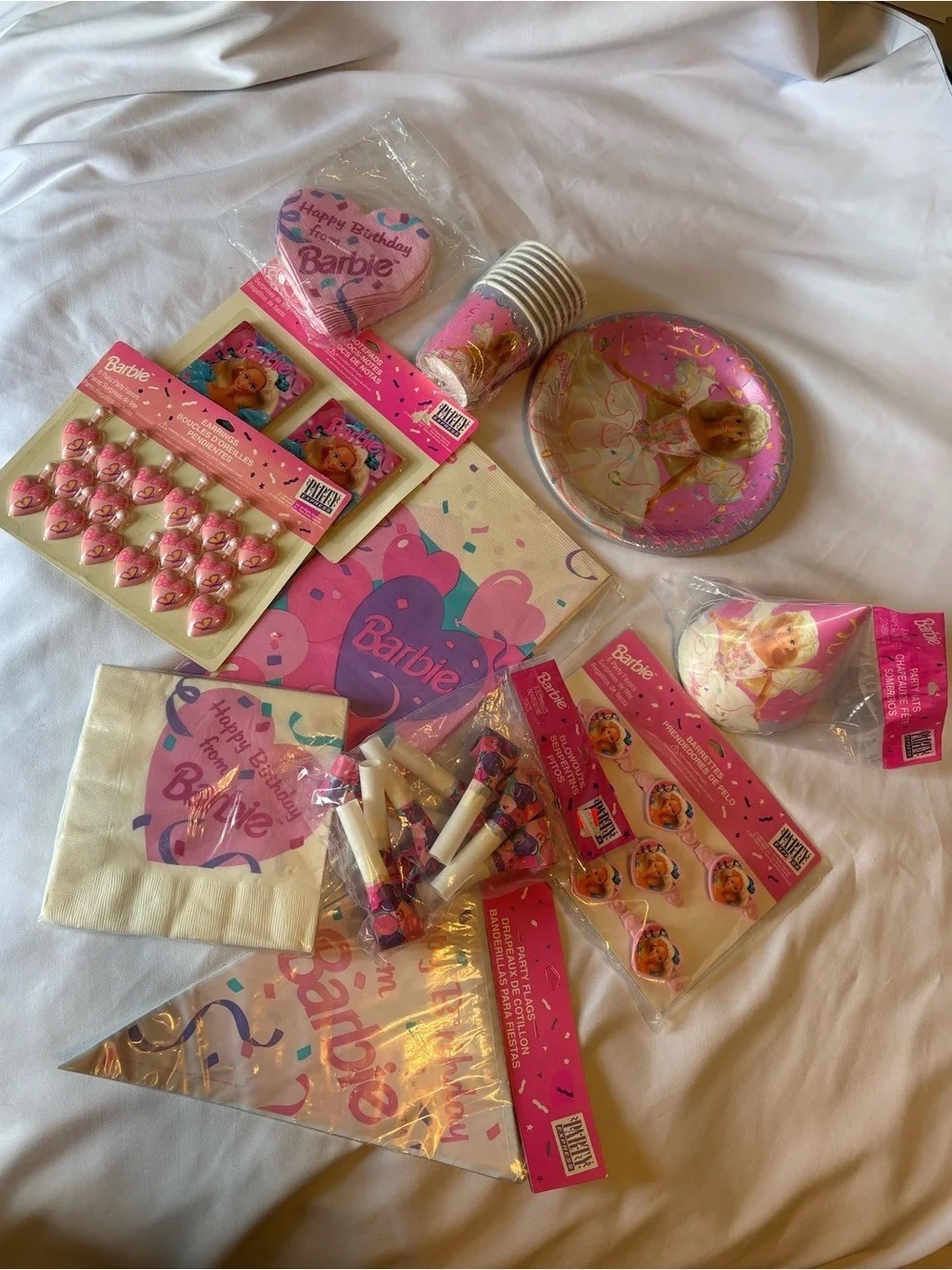 Vintage 1994-1996 Barbie Birthday Party Supplies Lot of 11 New Sealed
