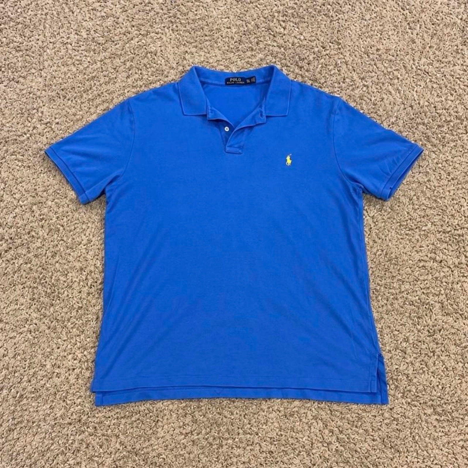 Polo Ralph Lauren Solid Blue Polo Shirt Cotton Size Mens XL