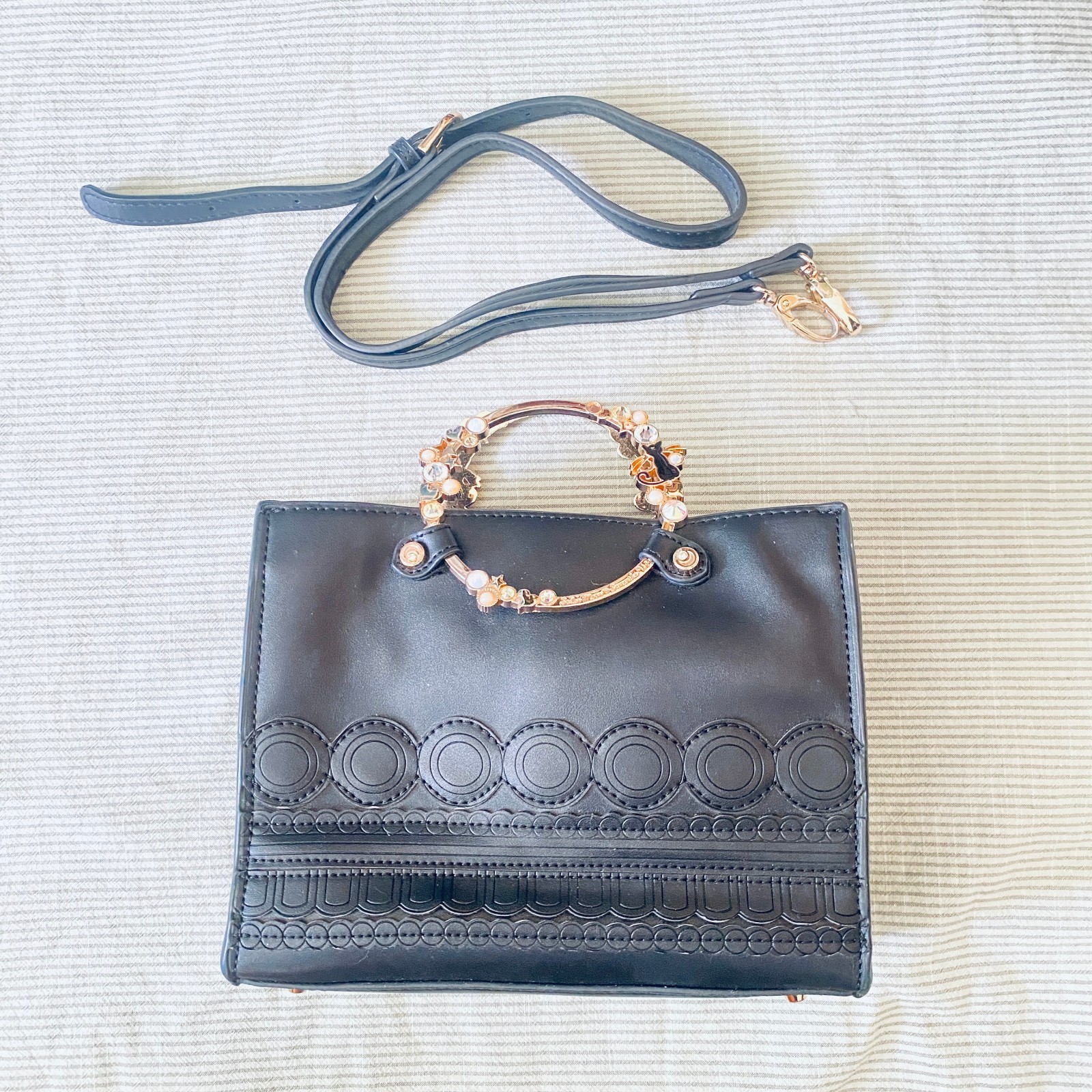 Samantha Vega Sailor Moon Princess Serenity Black Leather Gold Handle Bag