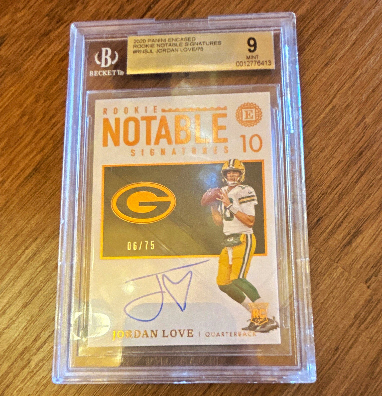 Panini Encased Jordan Love Packers Rookie Notable Signatures Auto RNS-JL /75 Panini Encased Jordan Love Packers Rookie Notable Signatures Auto RNS-JL /75