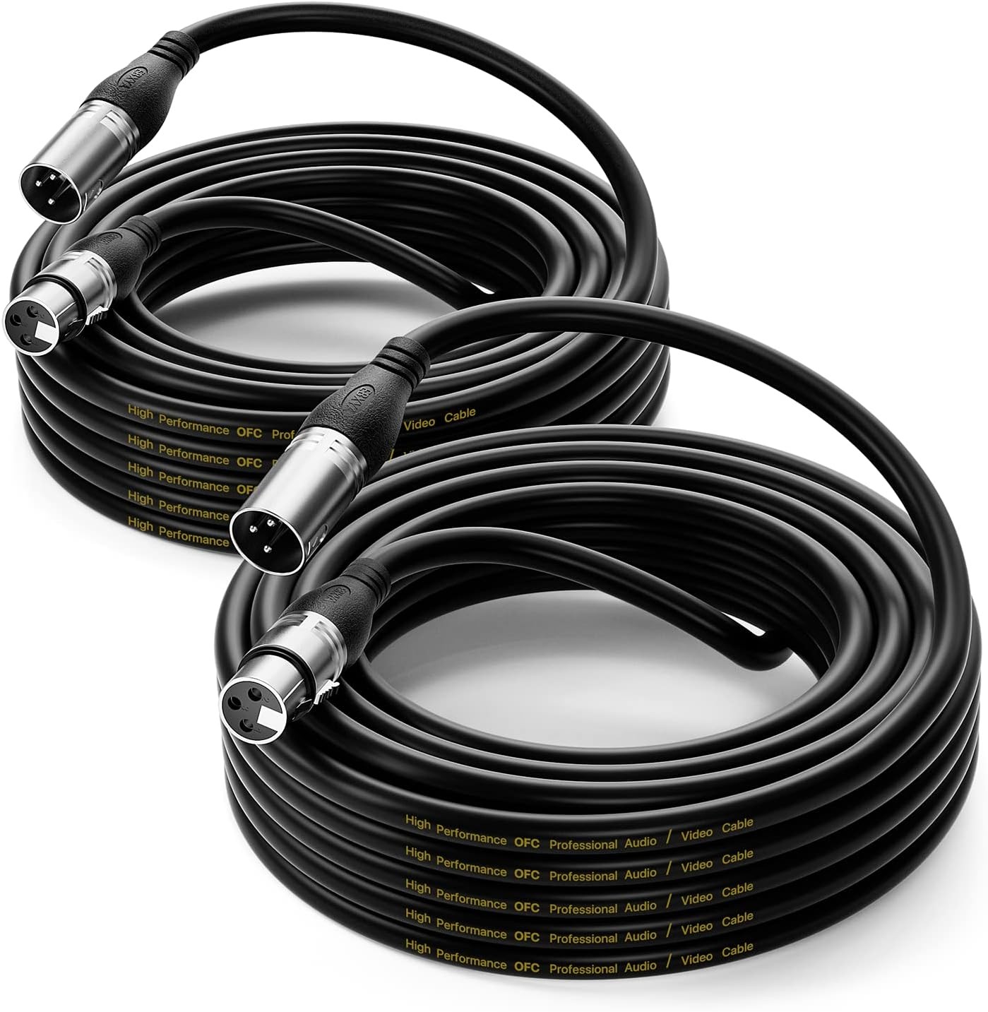 XLR Cable 35ft 2 Packs - Premium Balanced Microphone Cable with 3-Pin XLR Male t