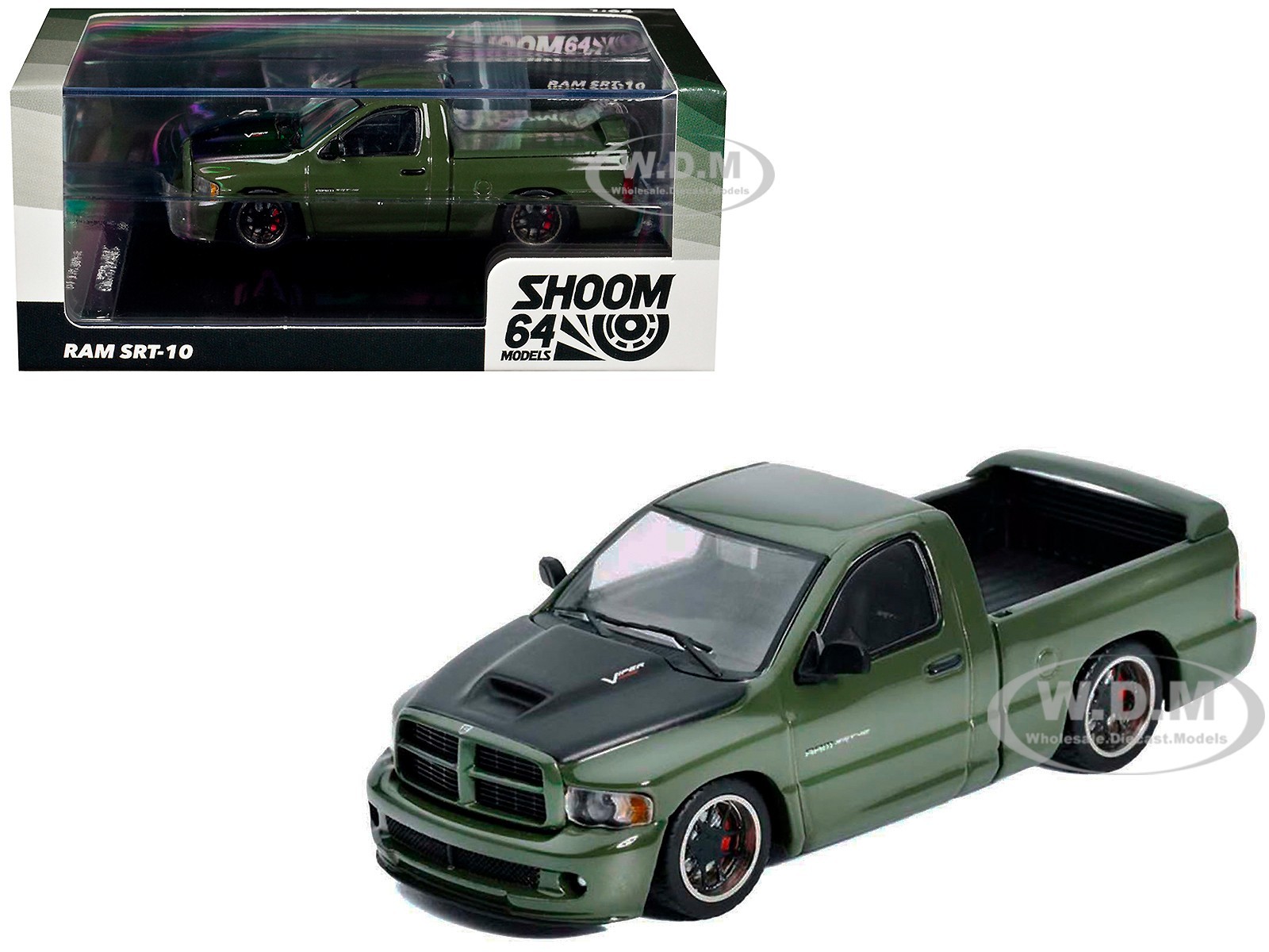 2003 DODGE RAM SRT-10 PICKUP GREEN 1/64 DIECAST MODEL BY SHOOM64 SHOOM-103-017 2003 DODGE RAM SRT-10 PICKUP GREEN 1/64 DIECAST MODEL BY SHOOM64 SHOOM-103-017
