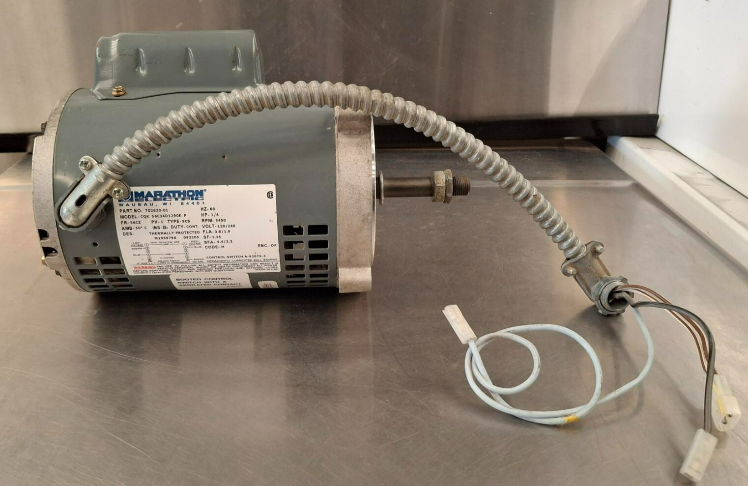 Double Stack Dryer Motor, 1/4HP 1Ph 60Hz  P/N :  702620-01,  70262001 [USED]