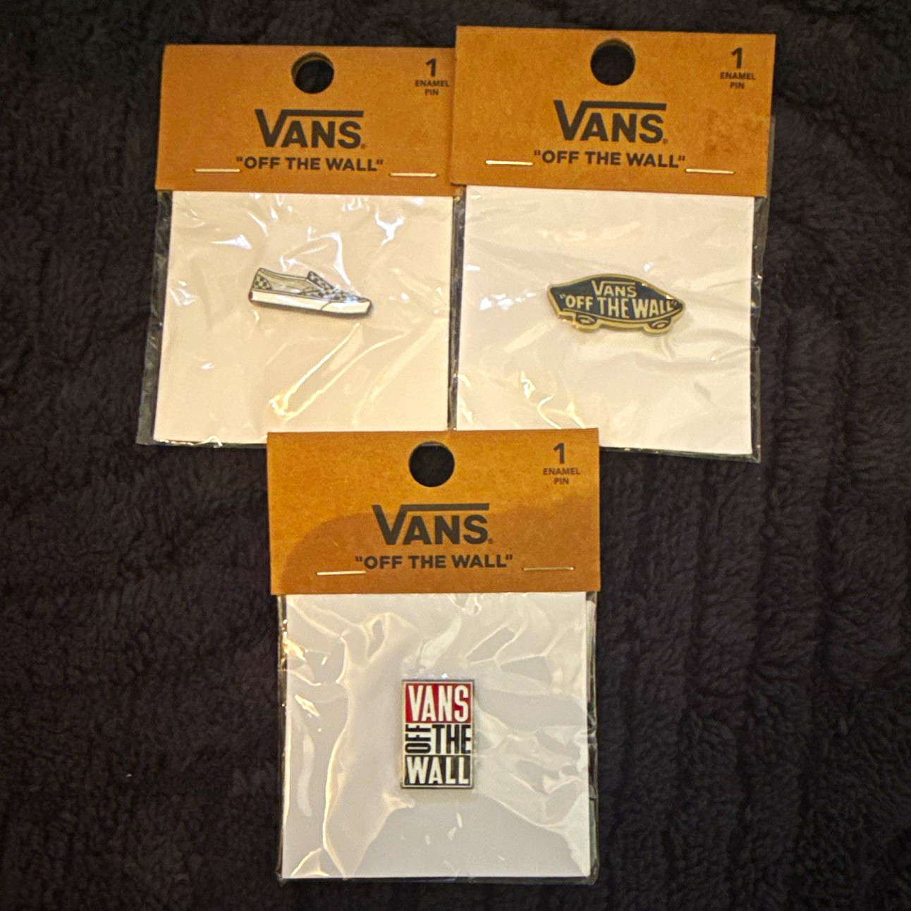 Vans Off The Wall Enamel Pin Lot of 3 - Shoe Logo Skateboard Surf