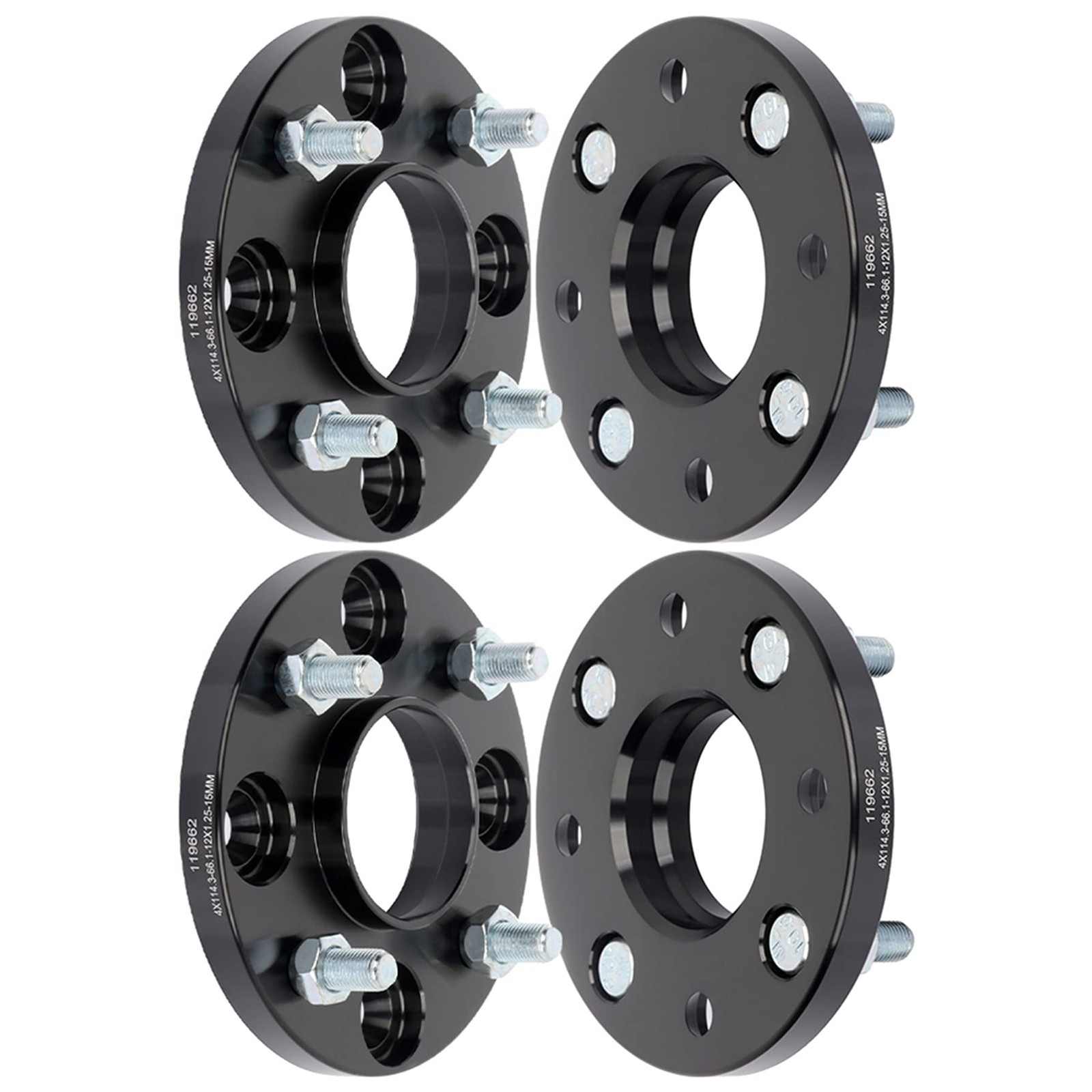 4pc 4x114.3 12x1.25 66.1mm Hubcentric 15mm Wheel Spacers Tiida Versa 2007-2018