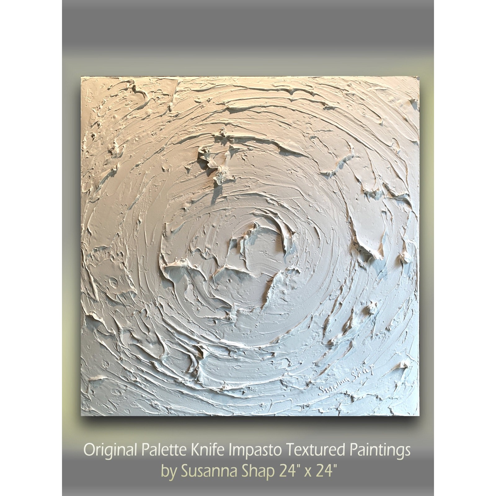 White minimalist abstract textured ORIGINAL painting impasto Palette knife Art