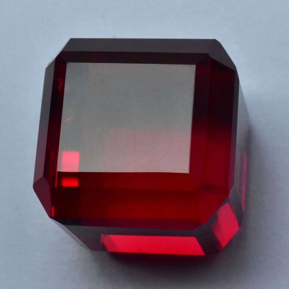 Lab-Created Ruby Red 100+ Ct Extremely Rare Loose Gemstone Cube Cut A+ CERTIFIED