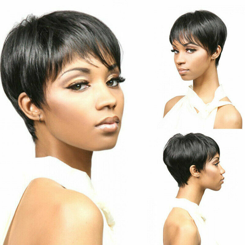 Women Lady Natural Fashion Black Wig Short Straight Synthetic Hair w/Lace Women Lady Natural Fashion Black Wig Short Straight Synthetic Hair w/Lace