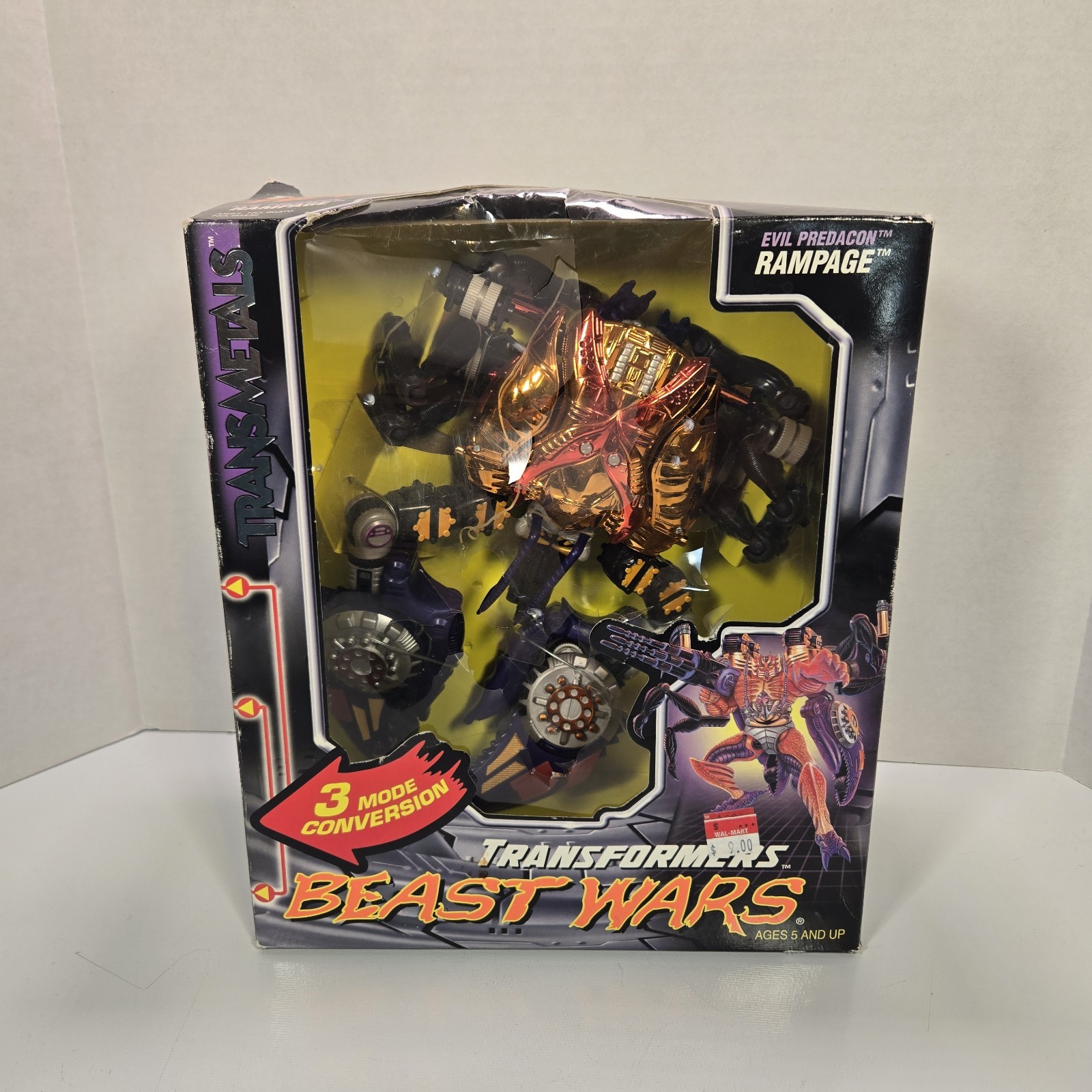 FIGURE TRANSFORMERS BEAST WARS TRANSMETALS RAMPAGE EVIL PREDACON KENNER 1998 NEW