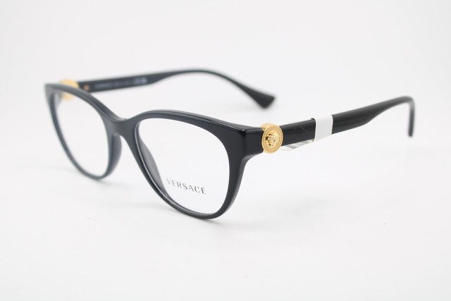 NEW VERSACE MOD. 3330 GB1 BLACK GOLD CAT EYE AUTHENTIC EYEGLASSES 53-19 NEW VERSACE MOD. 3330 GB1 BLACK GOLD CAT EYE AUTHENTIC EYEGLASSES 53-19
