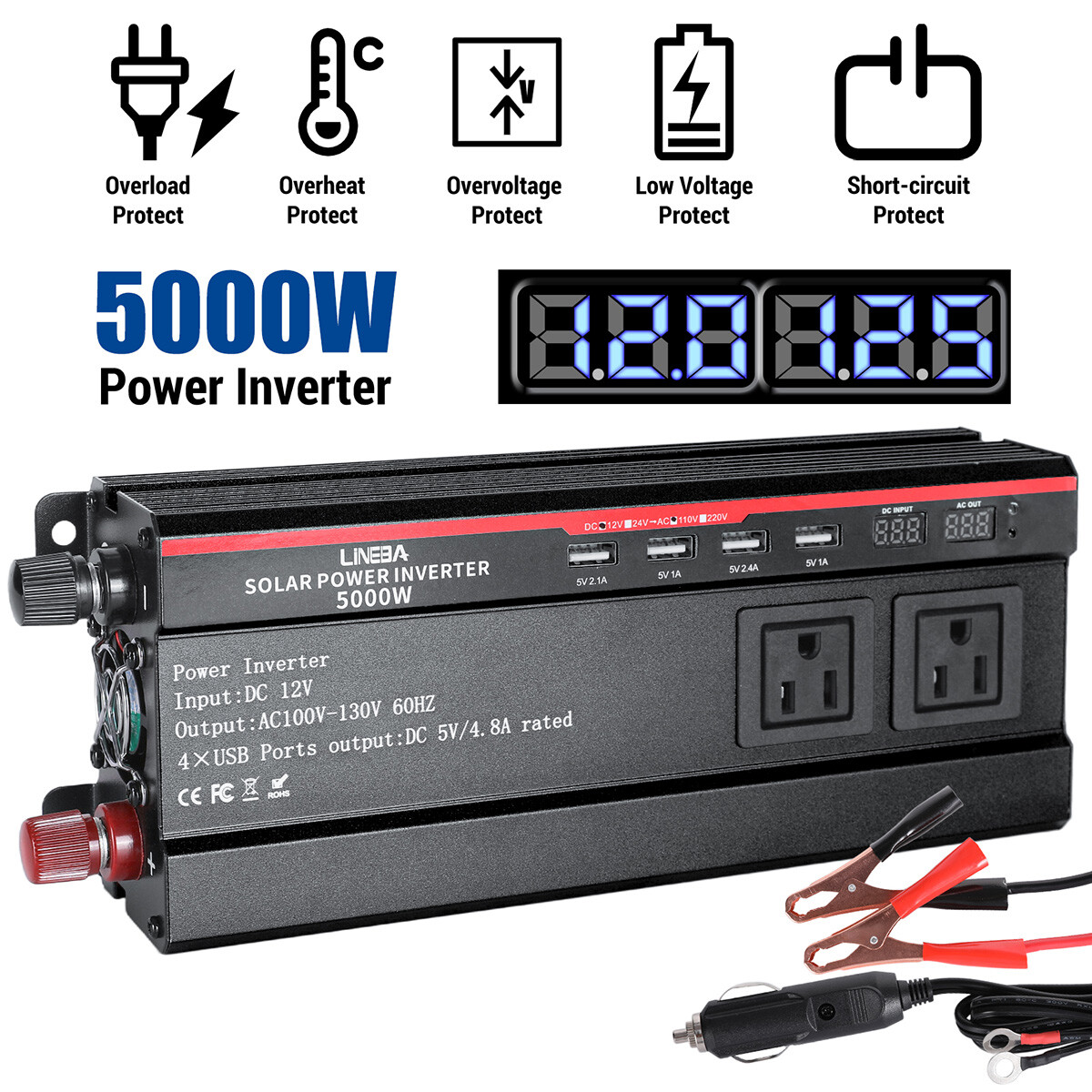 5000W 2500W 1500W Car Power Inverter For PV Solar Panel Off Grid System RV Boat
