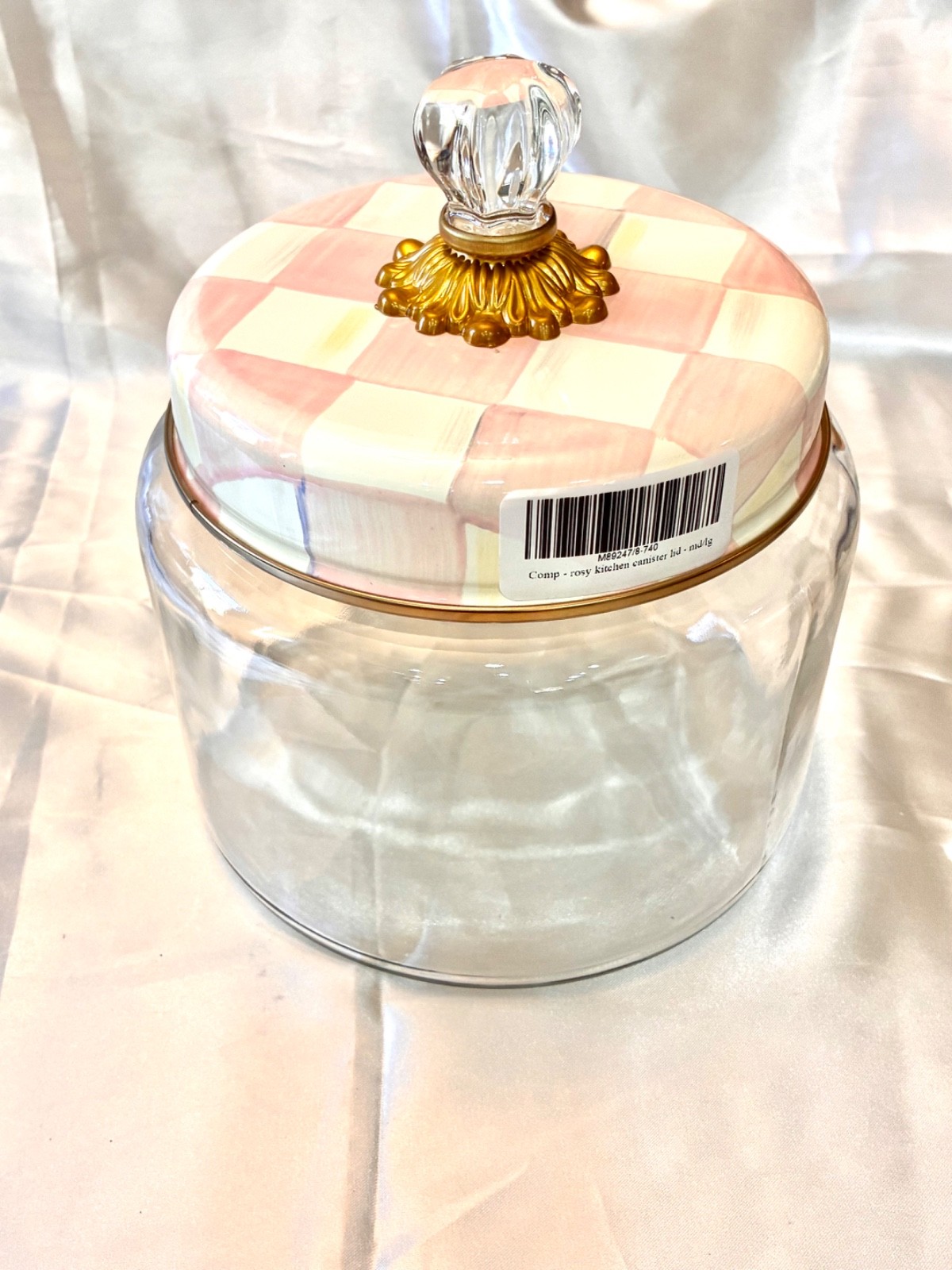 Mackenzie Child small  Rosy Check Kitchen Canister, New