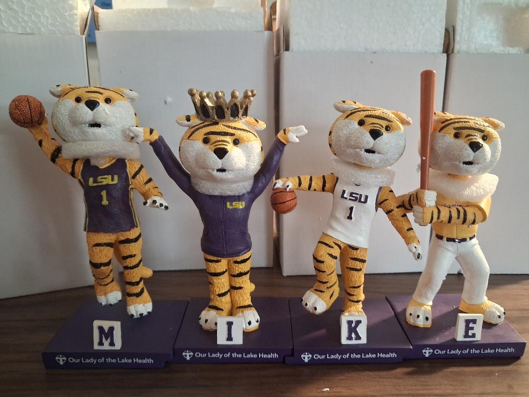 2026 LSU MIKE THE TIGER BOBBLEHEAD SERIES OF 4 BASEBALL WBB MBB GYMNASTICS NIB