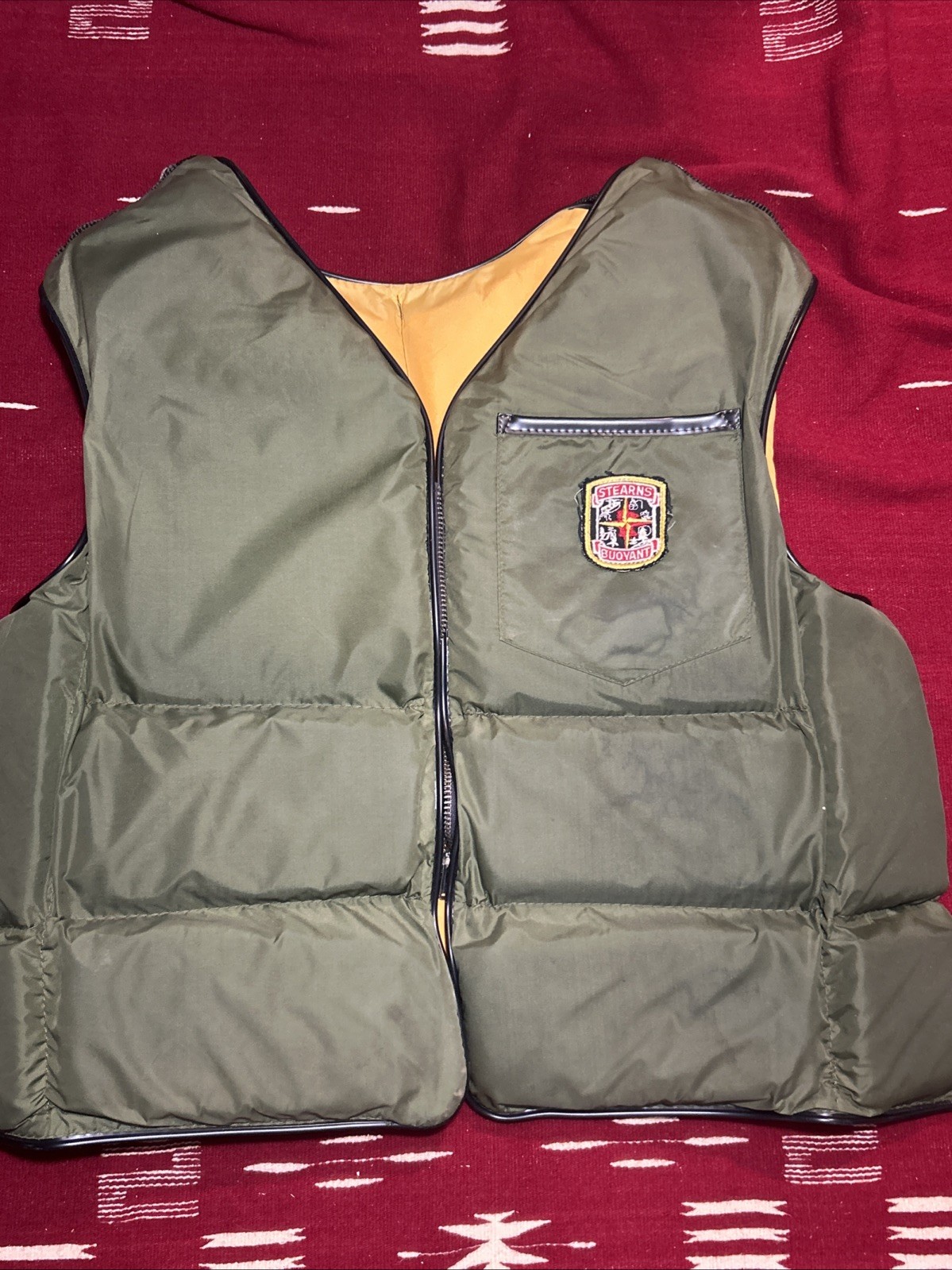 Vtg 60’s Stearns Sans-Souci Hunter Reversible Large Adult Life Vest SSV-500