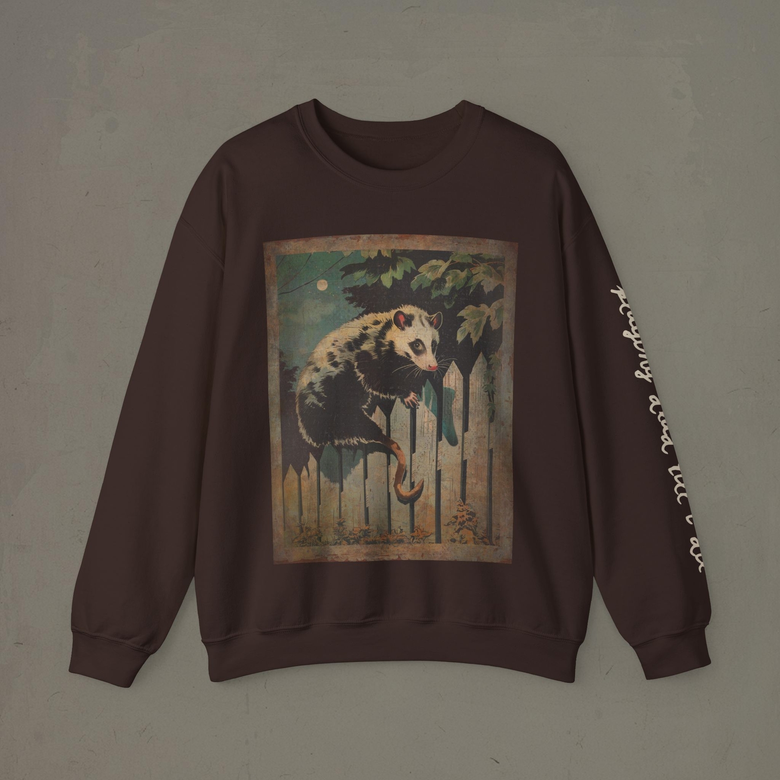 POSSUM Sleeve Print Sweatshirt, PLAYING DEAD Unisex Shirt, Vintage Opossum Gift