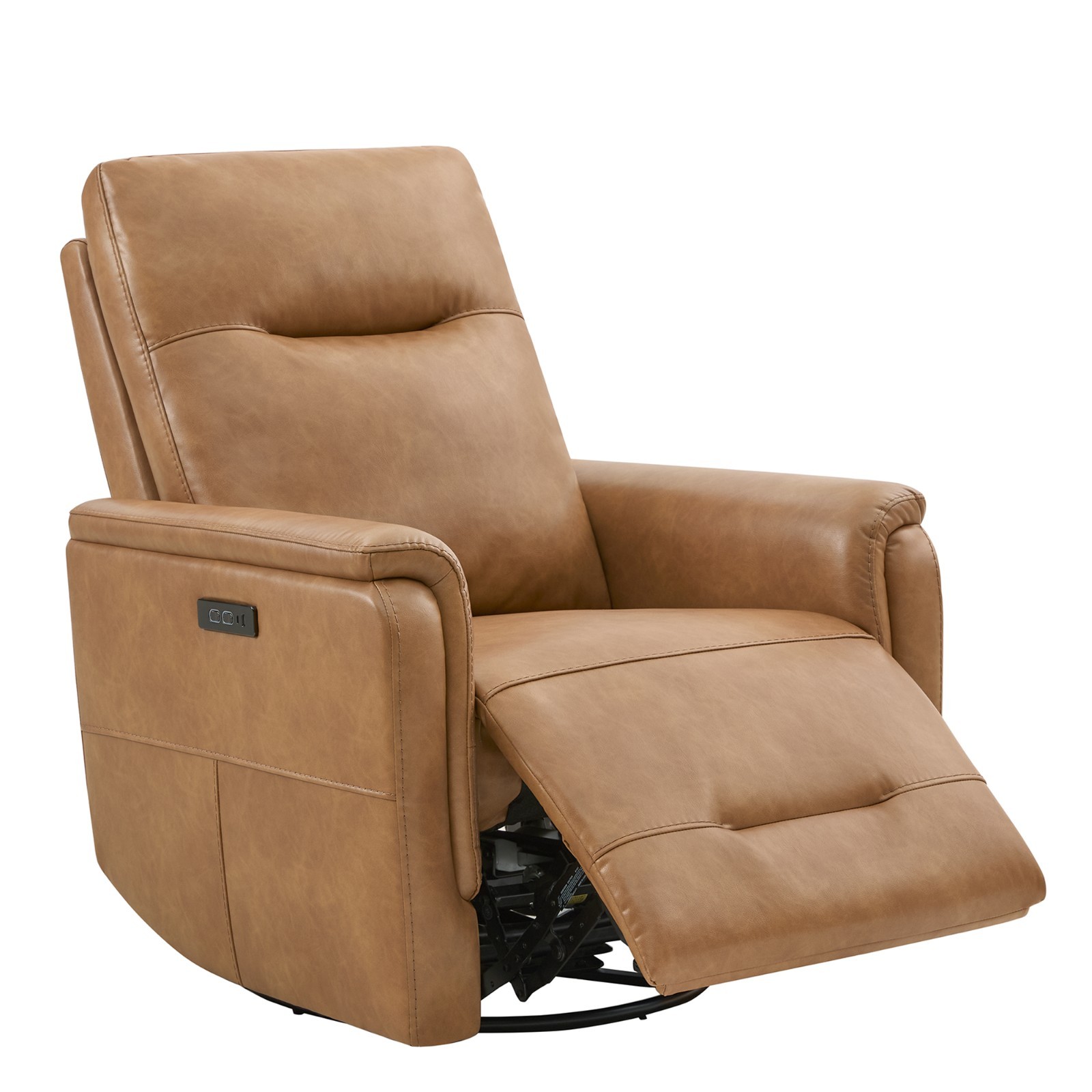 CHITA Genuine Leather Swivel Glider Power Recliner with Power Headrest &USB Port