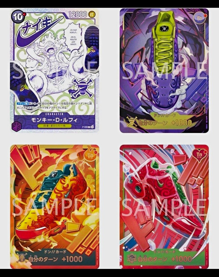 PRESALE MID JANUARY Nike x ONE PIECE 4 Card Set P-099 Luffy 3 DON Promo PRESALE MID JANUARY Nike x ONE PIECE 4 Card Set P-099 Luffy 3 DON Promo
