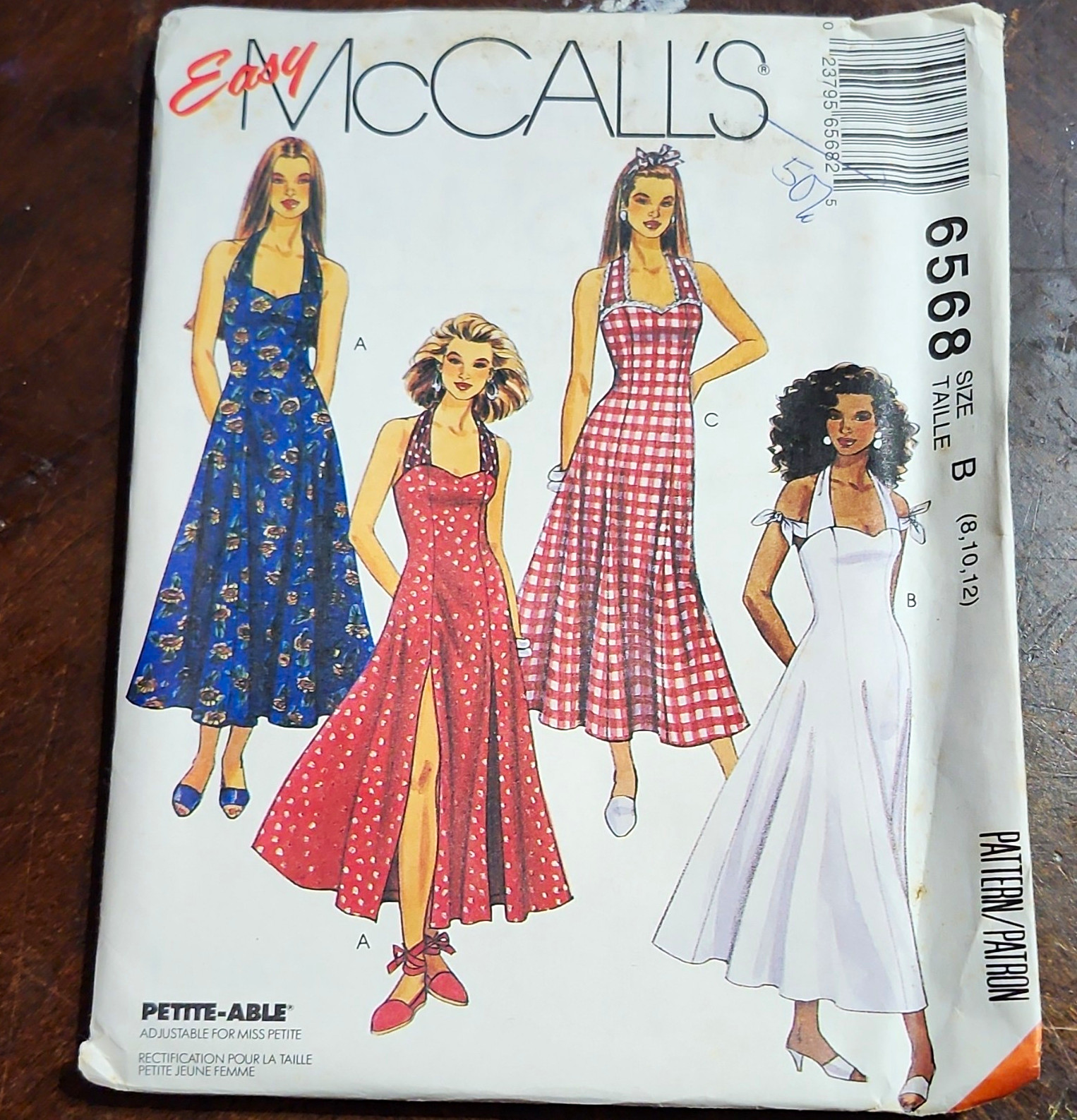 McCall's Easy 6568 Misses Dresses Sewing Pattern Size B 8-10-12 Uncut