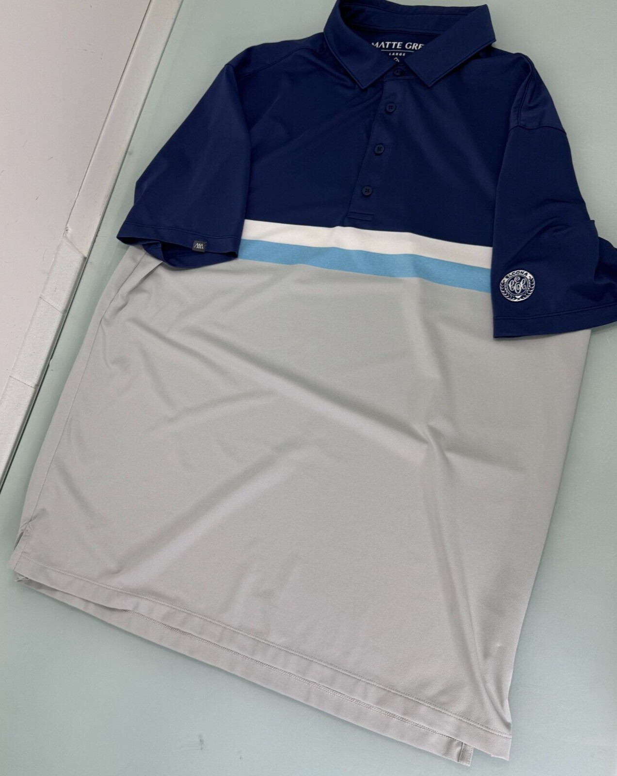 Elcona Country Club Golf Polo Shirt Men Large L Performance Stretch Color Block Elcona Country Club Golf Polo Shirt Men Large L Performance Stretch Color Block