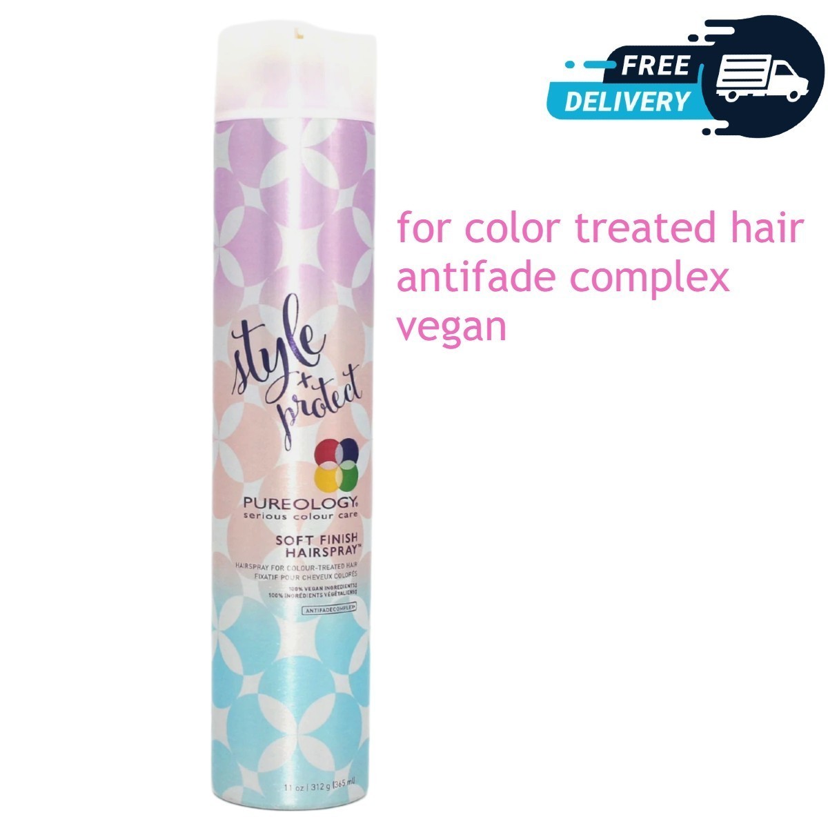 Pureology Style + Protect Soft Finish Hairspray 11 oz for colour treated hair Pureology Style + Protect Soft Finish Hairspray 11 oz for colour treated hair