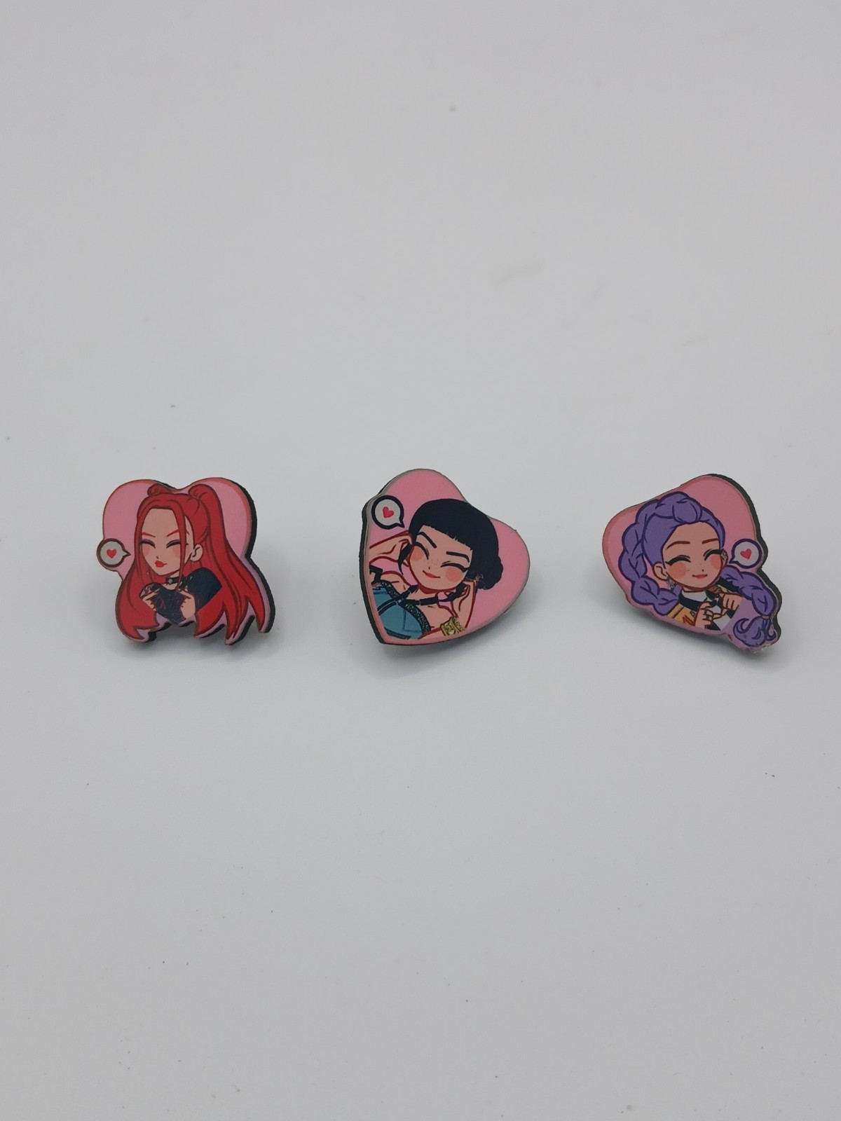 Kpop Demon Hunters Huntrix Chibi Pins - Set of 3 - Collectible Anime K-Pop Merch