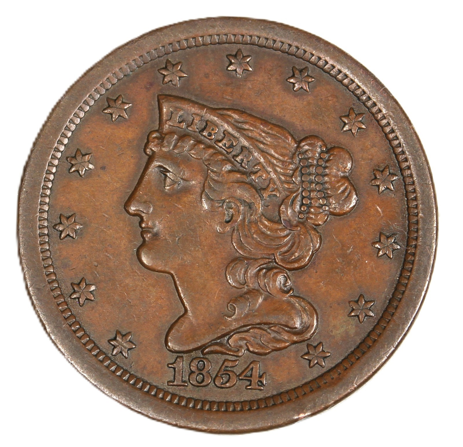 1854 Braided Hair Half Cent  AU - SMH-2721