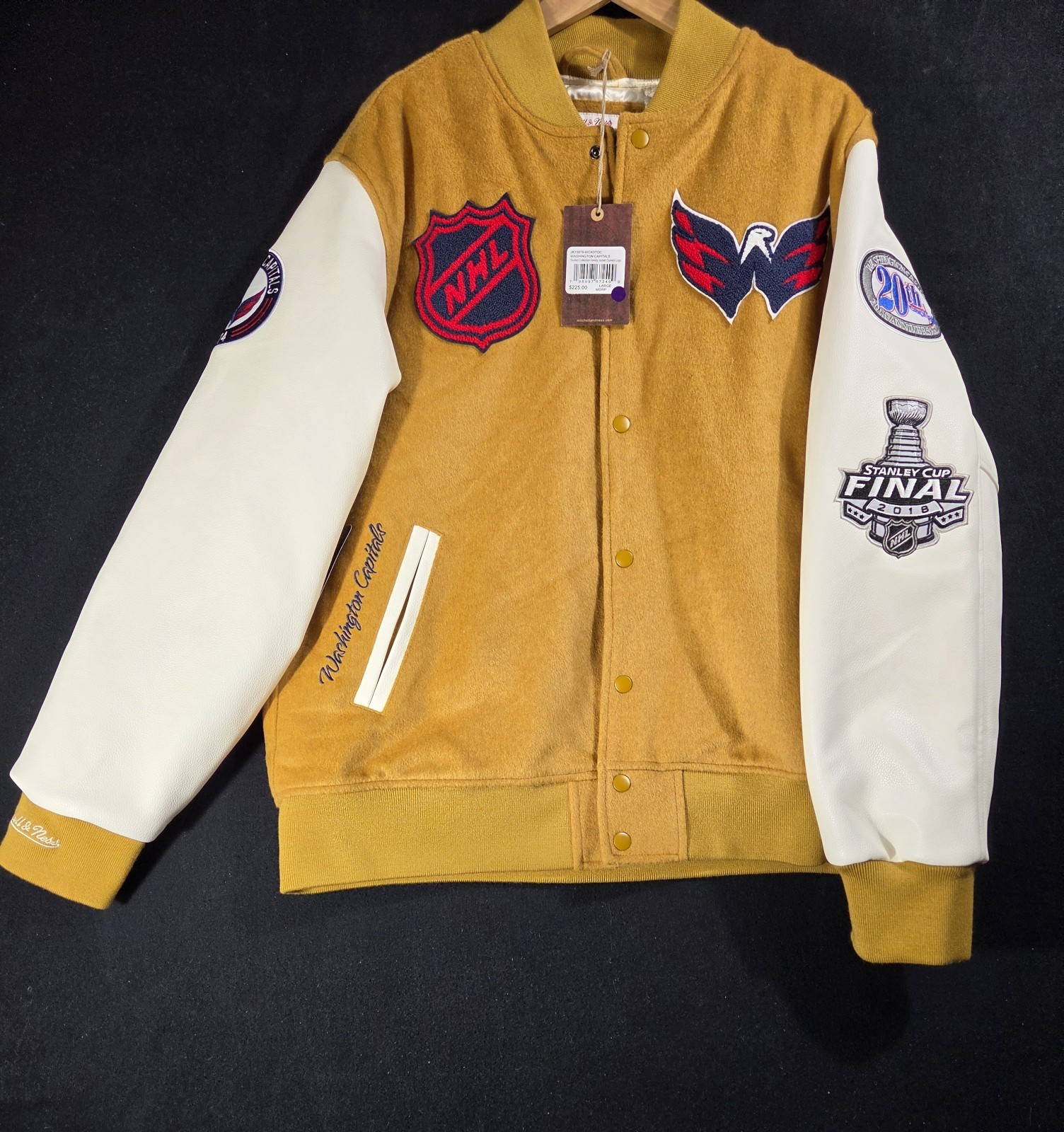 Washington Capitals Mitchell & Ness Dusted Wool Varsity Jacket Men\'s Large NEW Washington Capitals Mitchell & Ness Dusted Wool Varsity Jacket Men\'s Large NEW