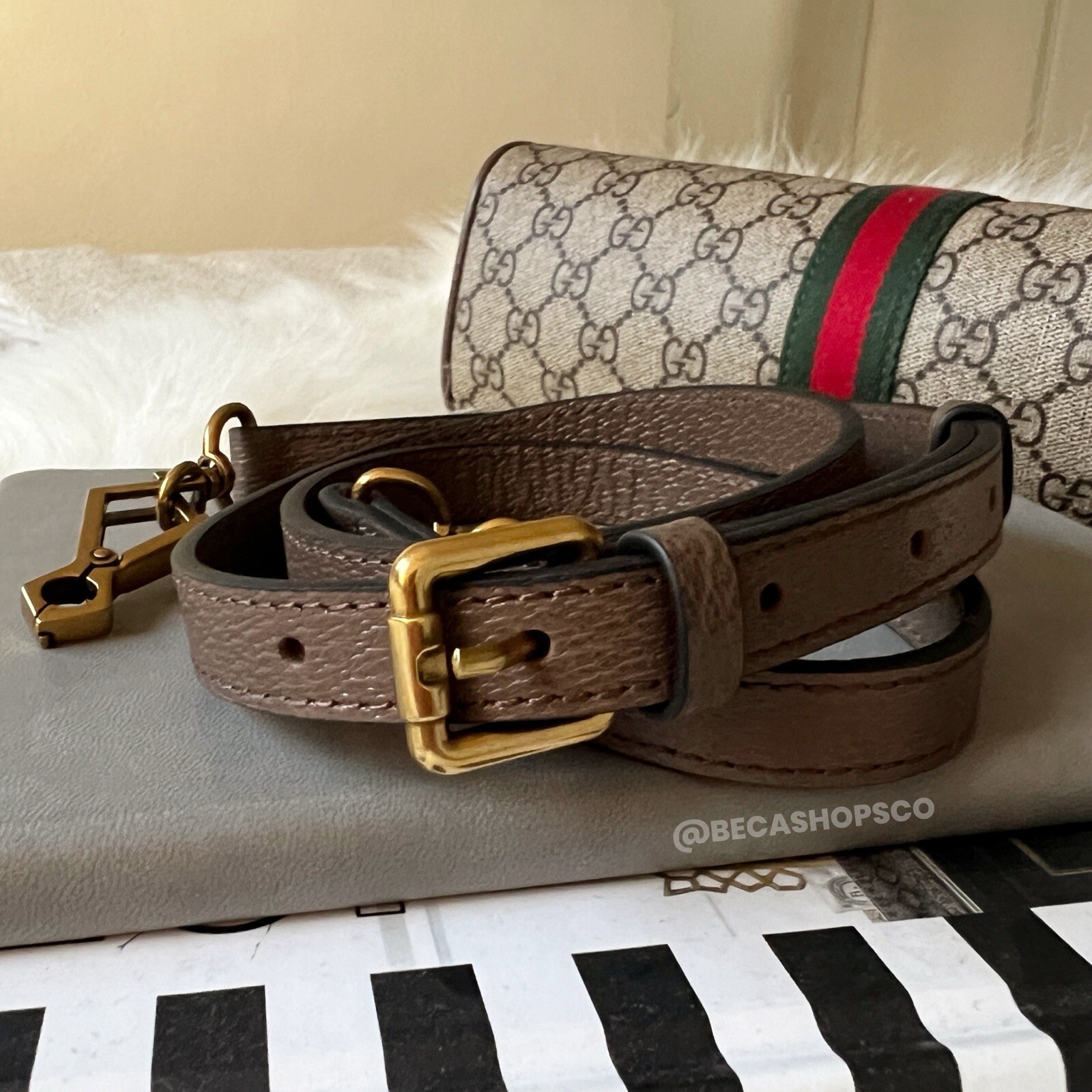 Genuine Leather Crossbody Strap Replacement For Gucci Ophidia Shoulder Bag