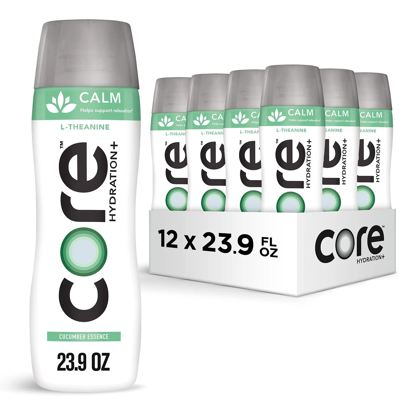 CORE Hydration+ Calm L-Theanine Water Cucumber Essence 23.9oz Bottle 12-Pack