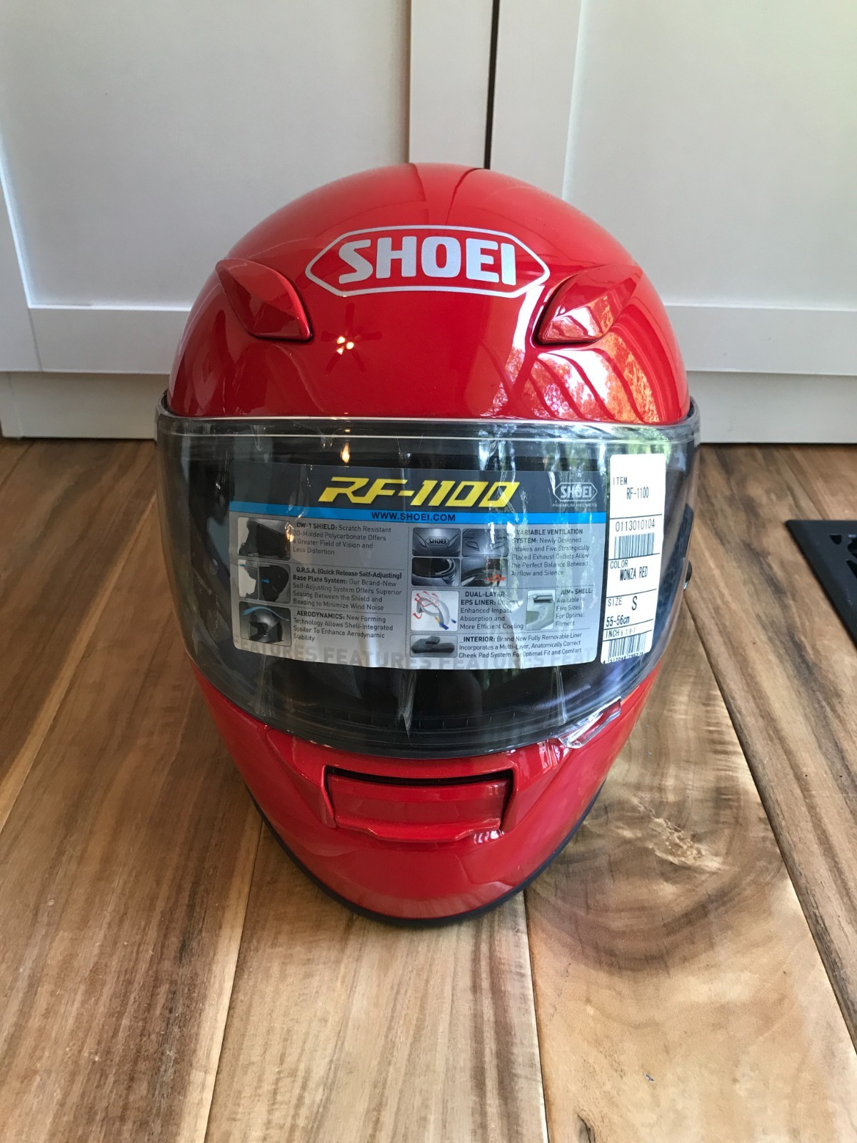 NEW Shoei RF-1100 Full Face Motorcycle Helmet Gloss Red Size Small 6 7/8 - 7