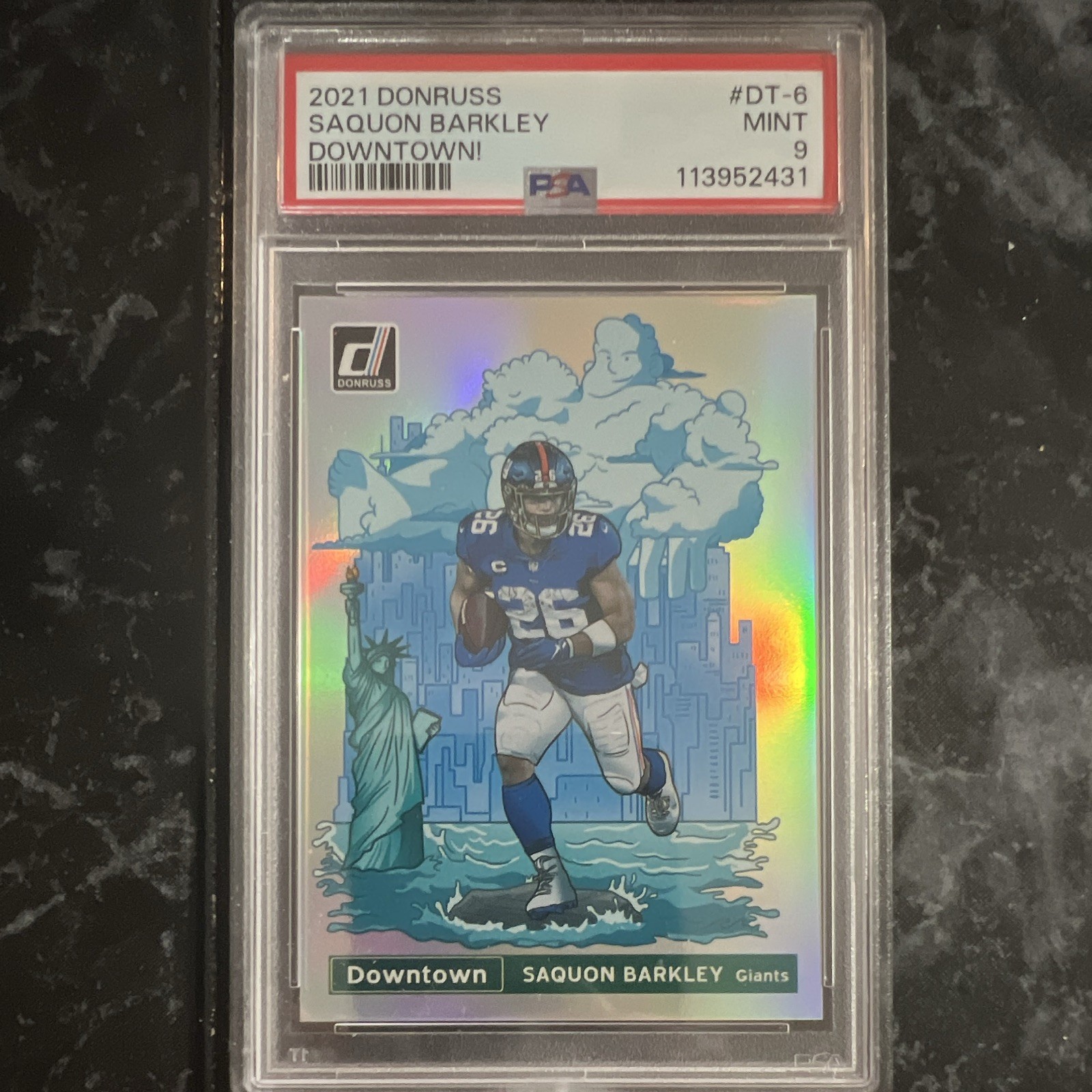 2021 Panini Donruss Downtown Saquon Barkley DT-6 PSA 9 New York Giants