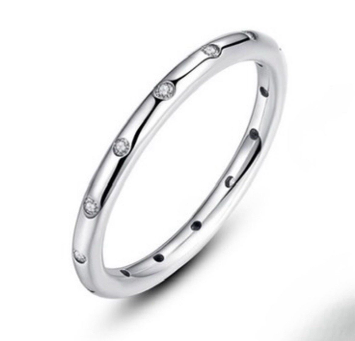 Elegant Sparkling Cubic Zirconia Droplets Eternity Band Ring Size 10